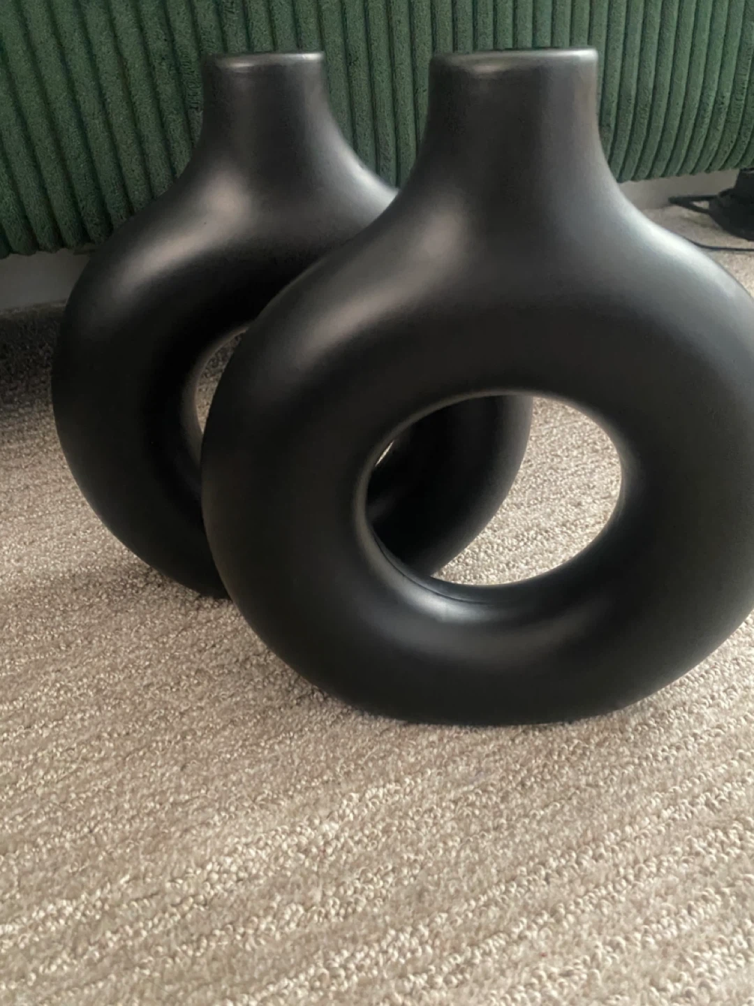 Set of 2 Black Donut Vases