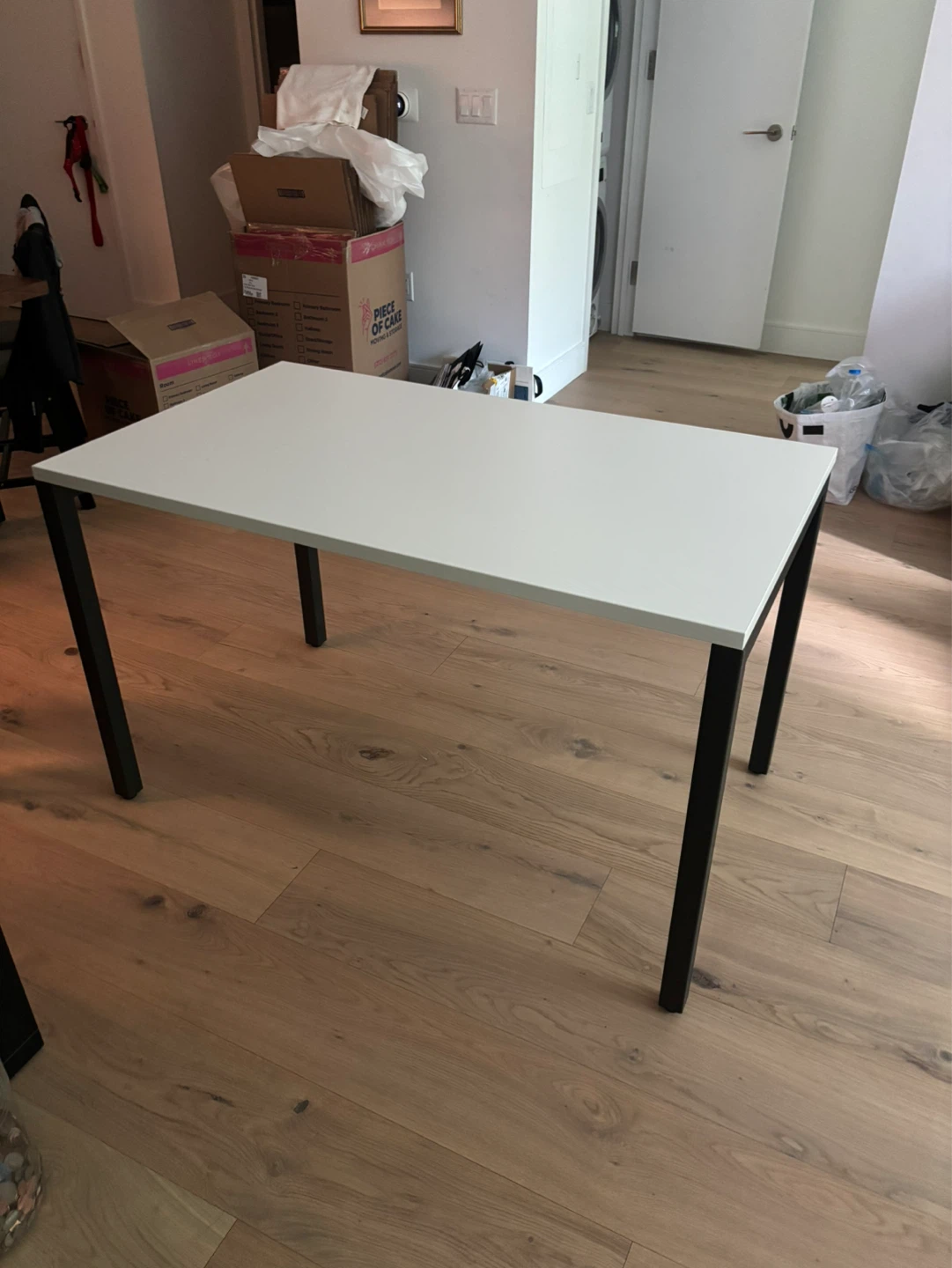 White rectangular table with black metal legs - photo 3