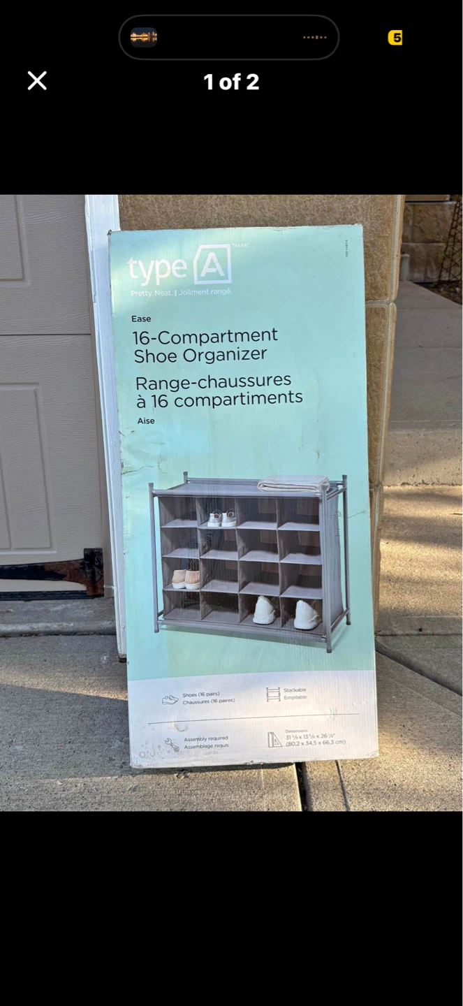 BNIB Type A 16-Compartment Shoe Organizer - photo 2