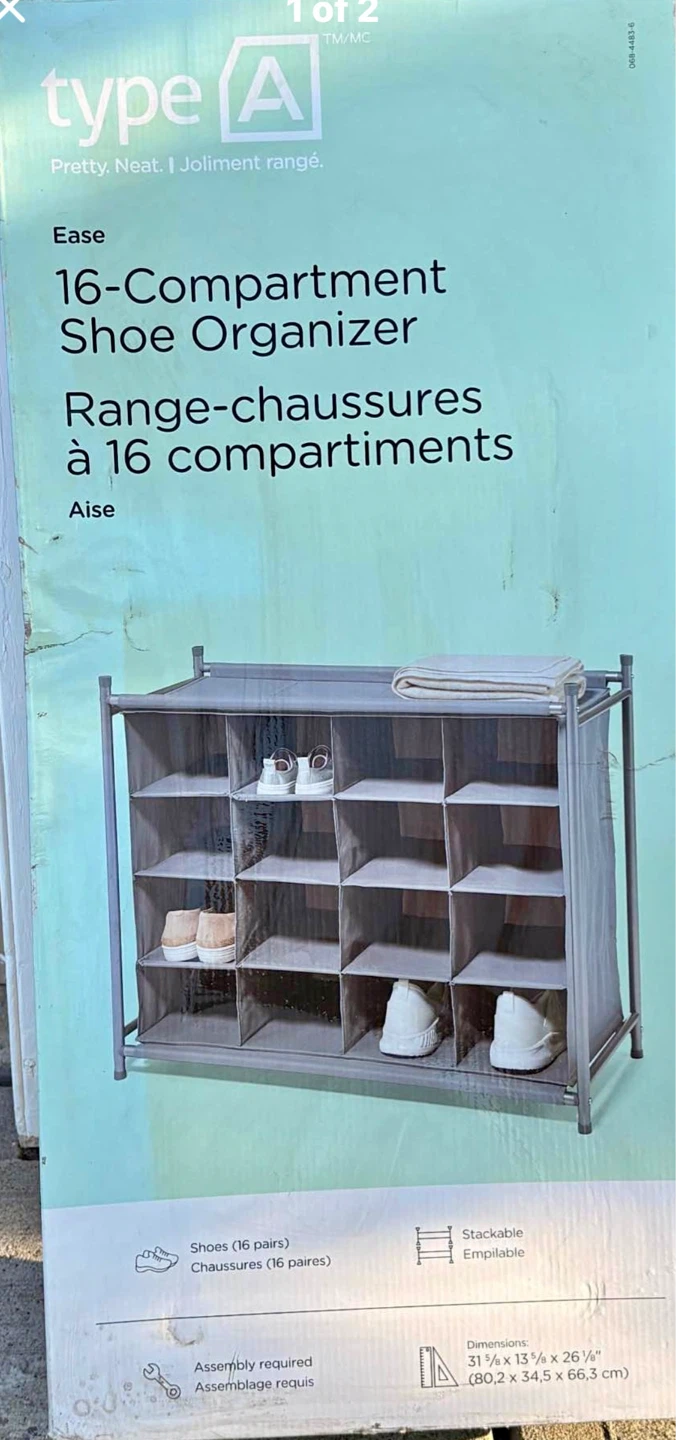 BNIB Type A 16-Compartment Shoe Organizer
