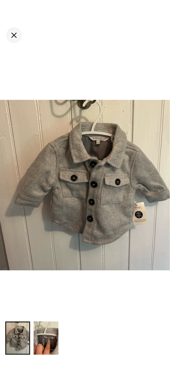 George Baby Boys Grey Button-Up Jacket 0-3M