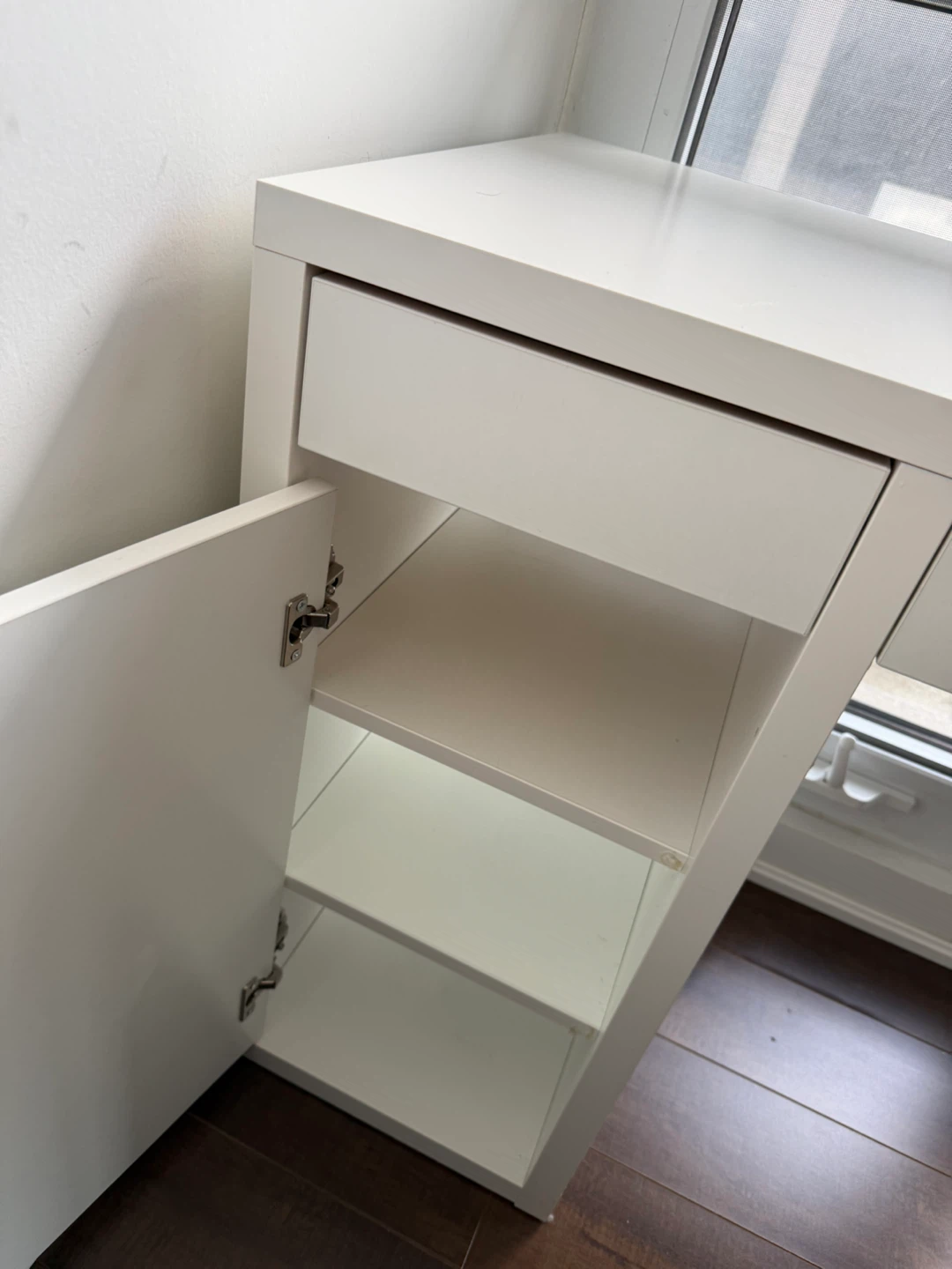 White Desk with Storage Drawer and Cabinet - photo 2