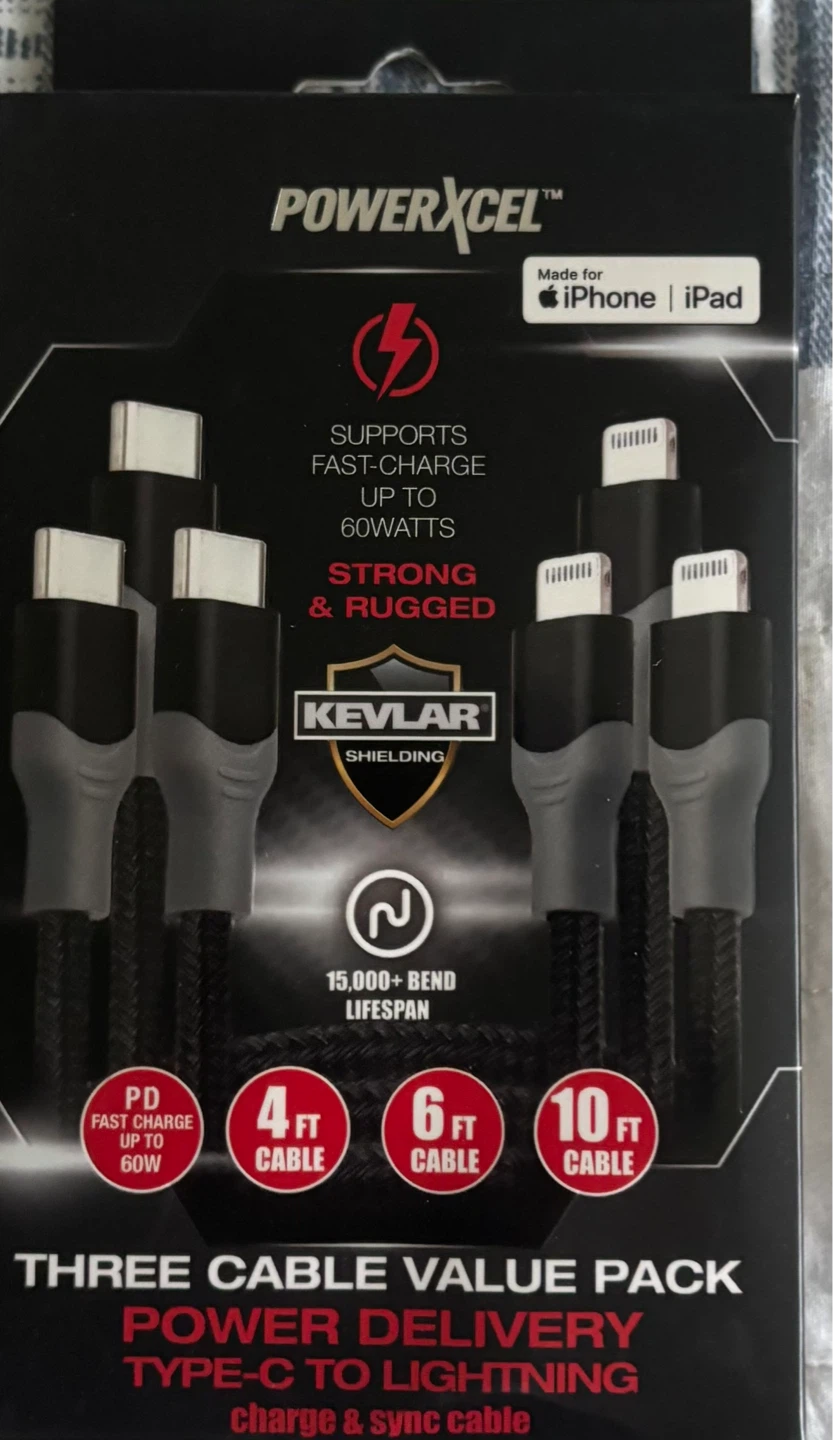 PowerXcel Three Cable Value Pack - Type-C to Lightning