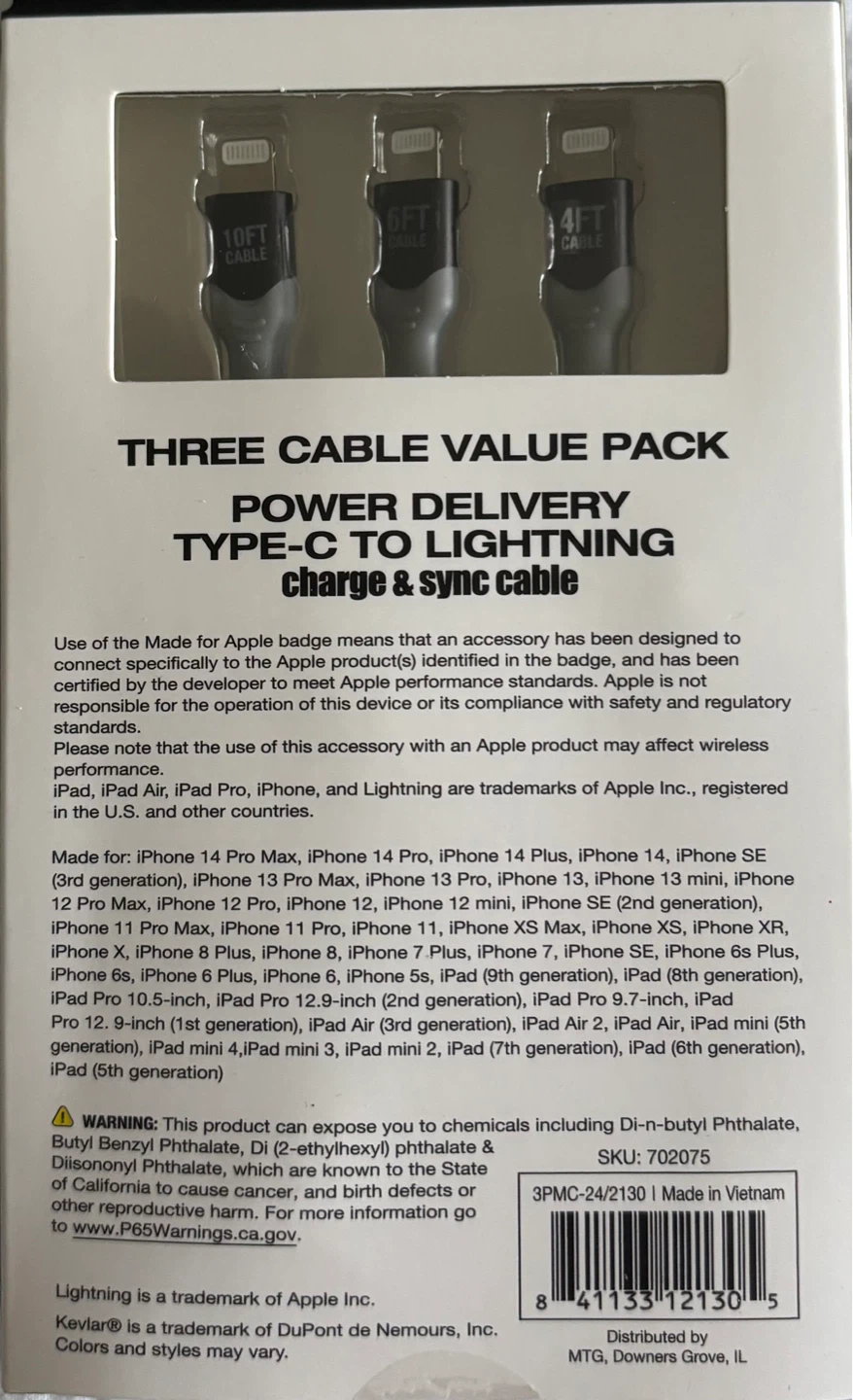 PowerXcel Three Cable Value Pack - Type-C to Lightning - photo 2