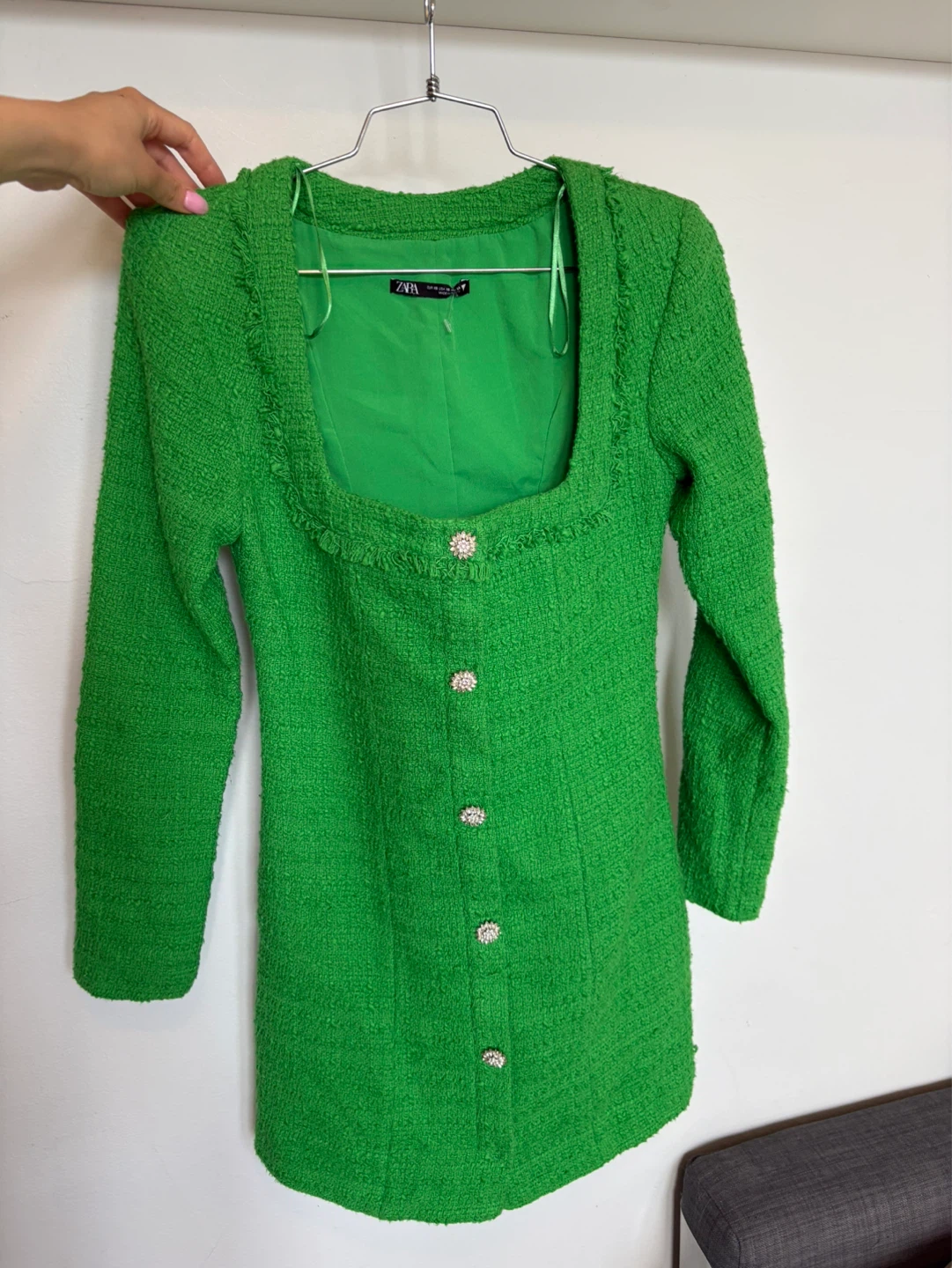 Zara Green Tweed Dress - Size XS - photo 2