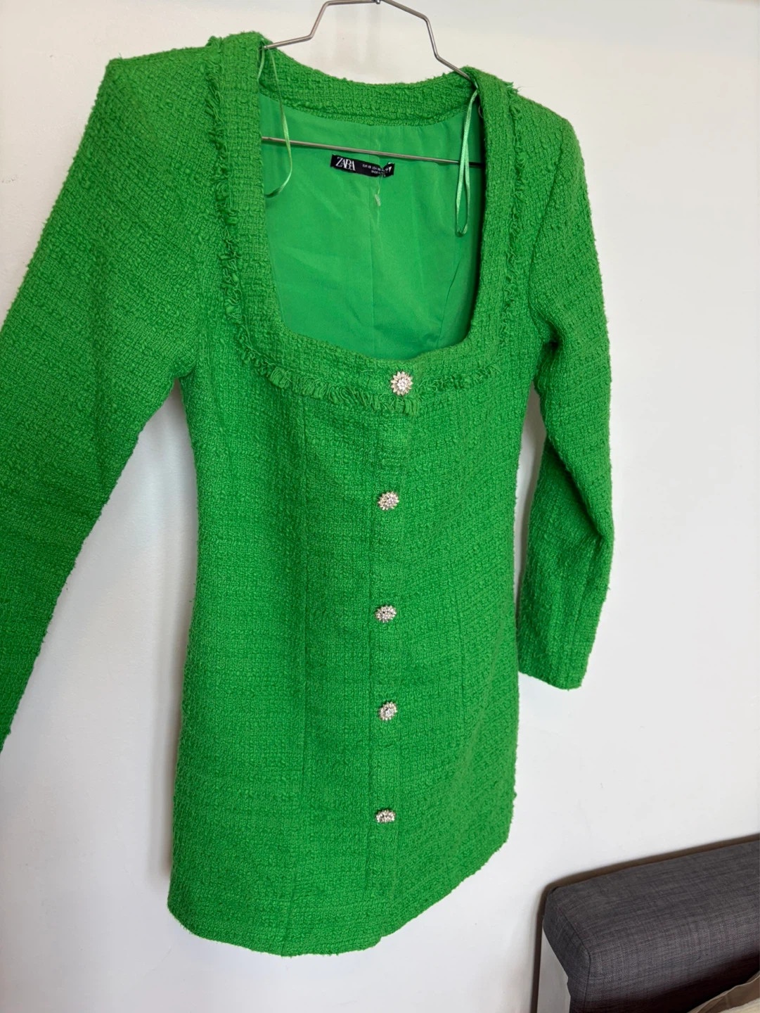 Zara Green Tweed Dress - Size XS