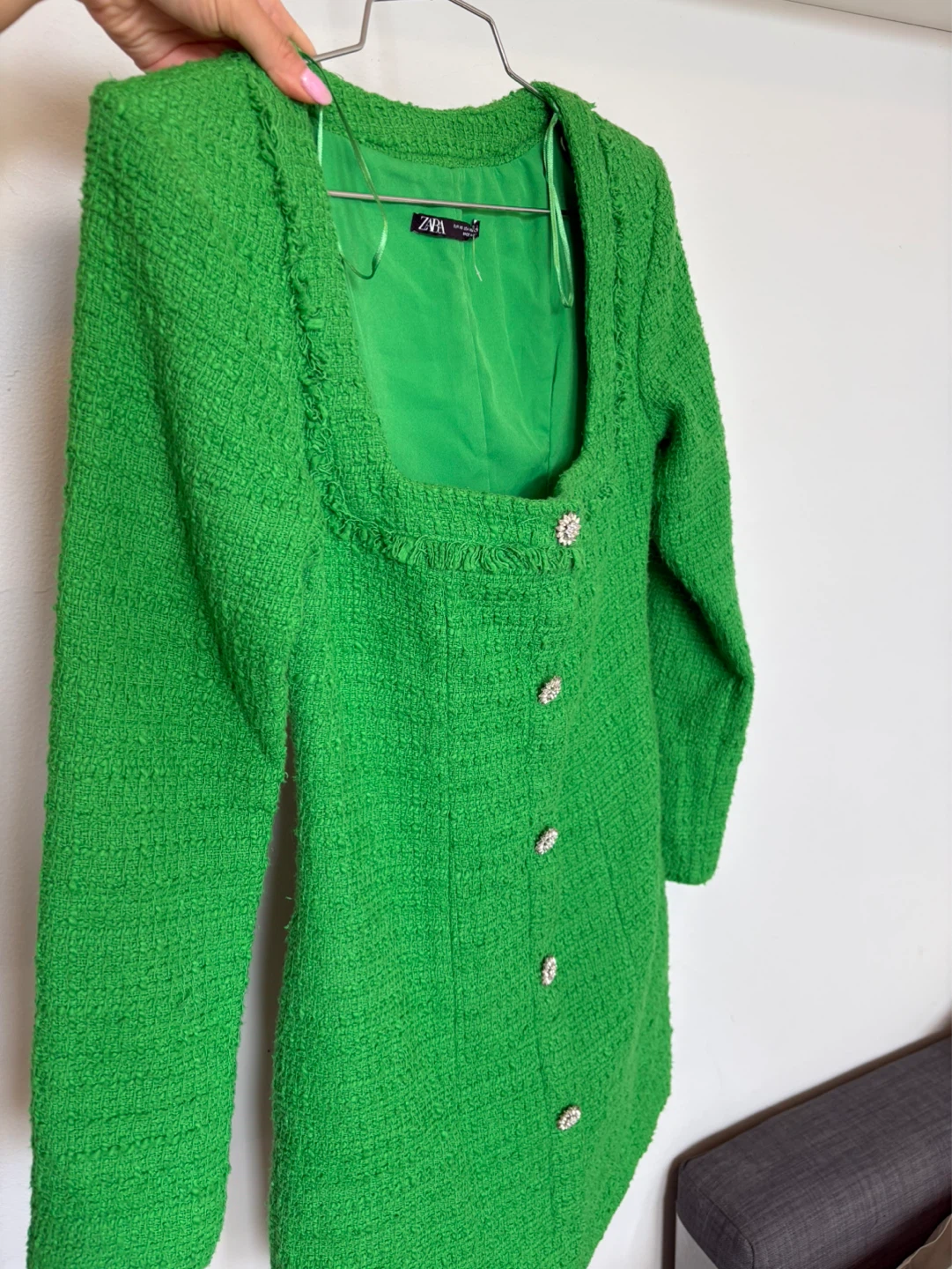 Zara Green Tweed Dress - Size XS - photo 3