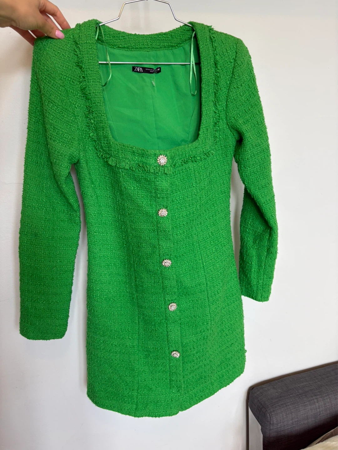 Zara Green Tweed Dress - Size XS - photo 5
