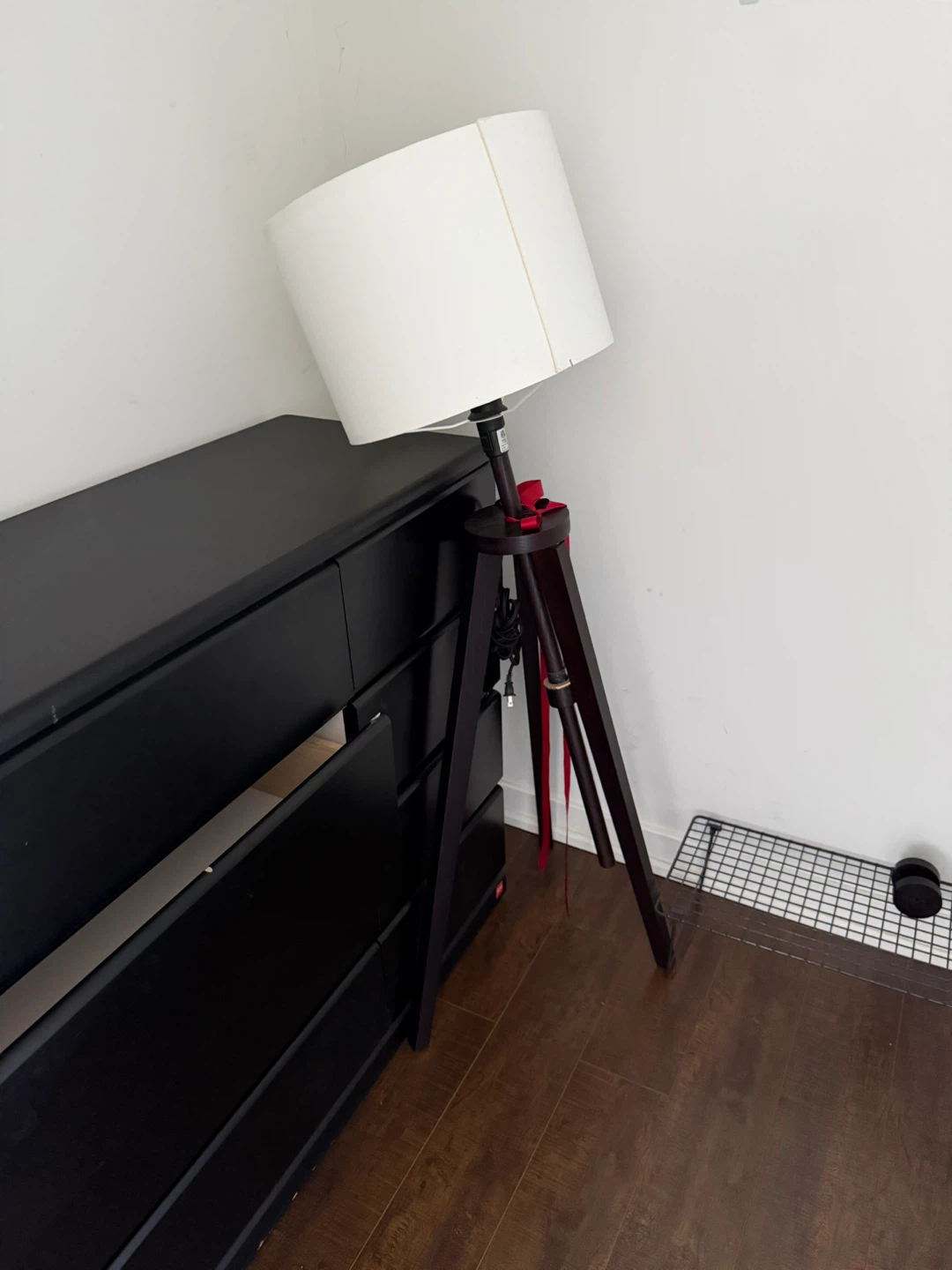 Tripod Floor Lamp with White Drum Shade