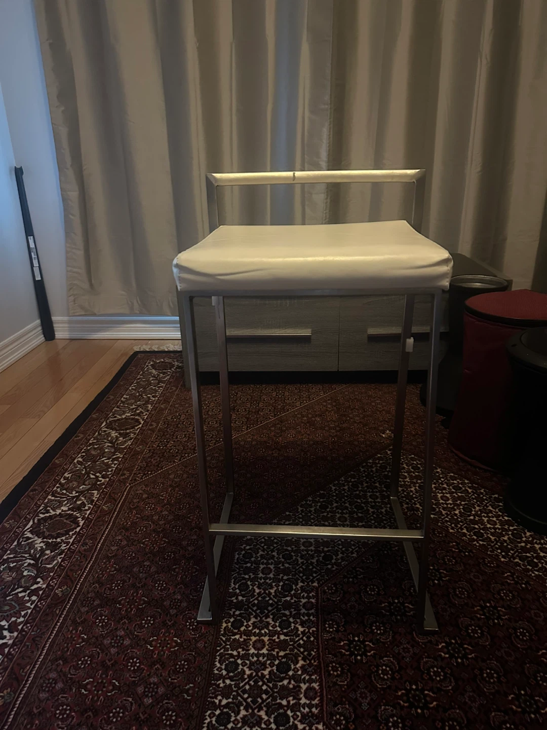Bar Stool - White Seat with Metal Frame