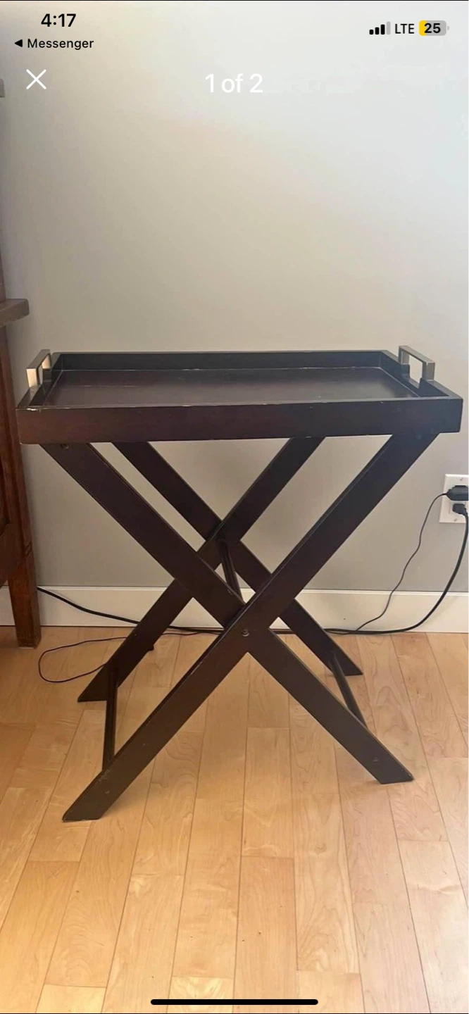 Dark Wood Serving Tray Table