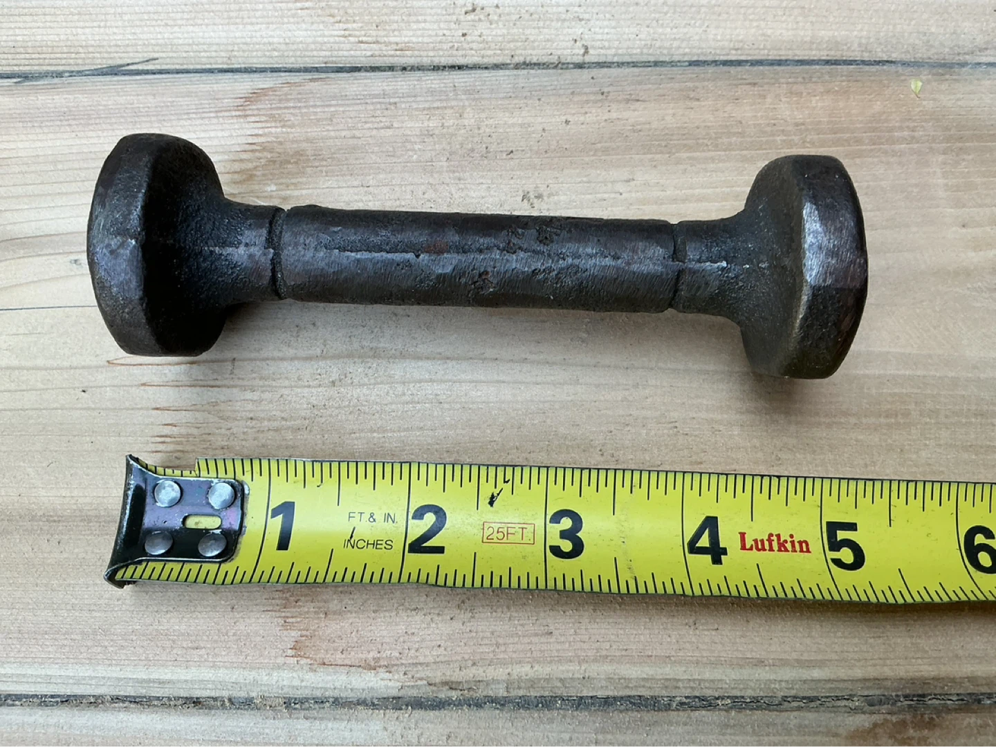 Antique Blacksmith Hand Forged Iron 1lb. Dumbbell 5.5 inch - photo 2