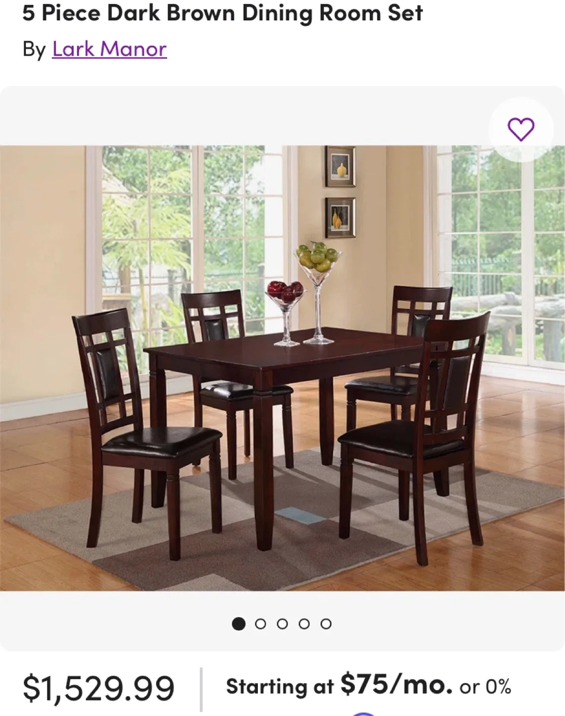 Lark Manor 5-Piece Wood Dining Set (CAN DELIVER) - photo 2
