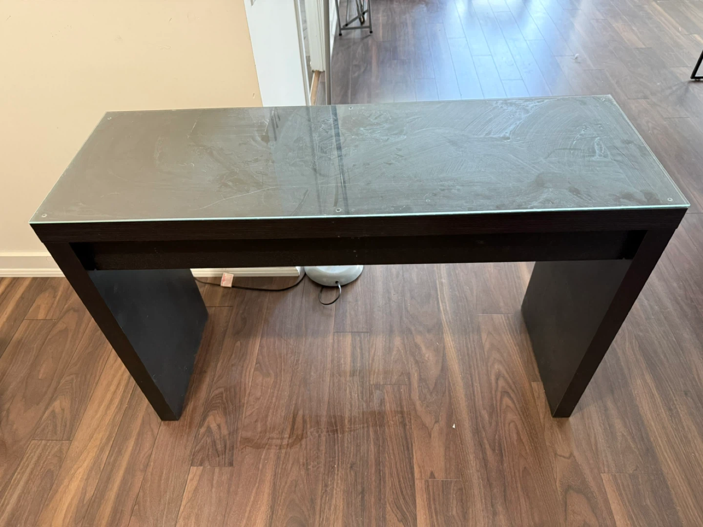 Dark Wood Console Table with Glass Top - photo 3