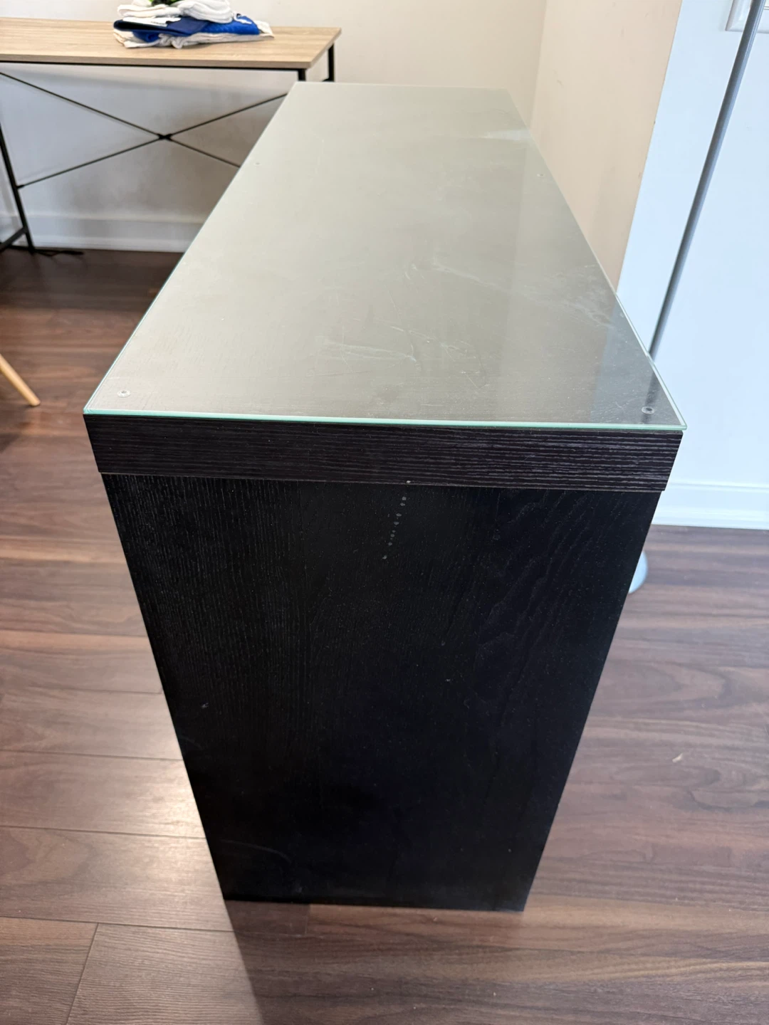 Dark Wood Console Table with Glass Top - photo 2