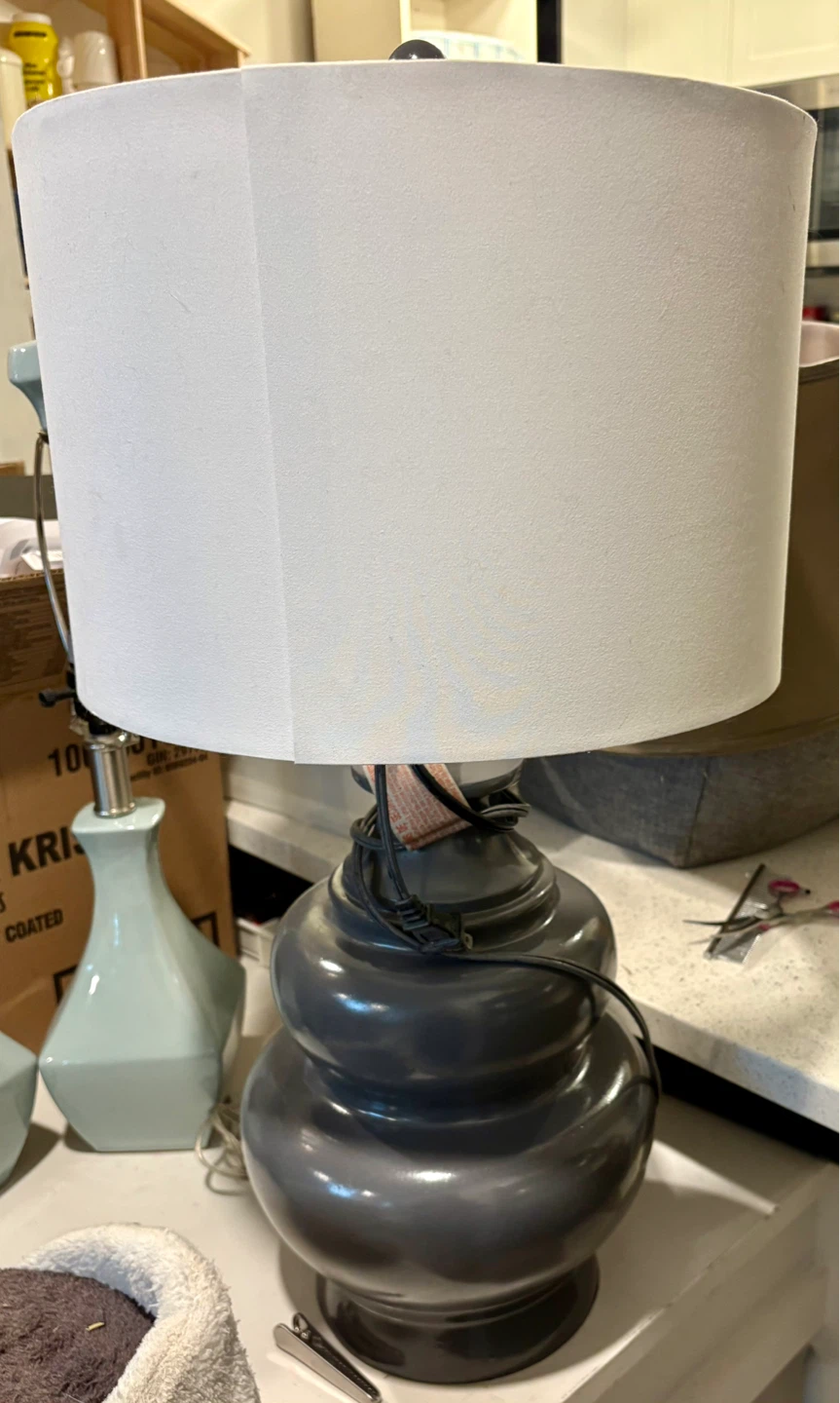 Large Grey Table Lamp with White Shade - photo 2