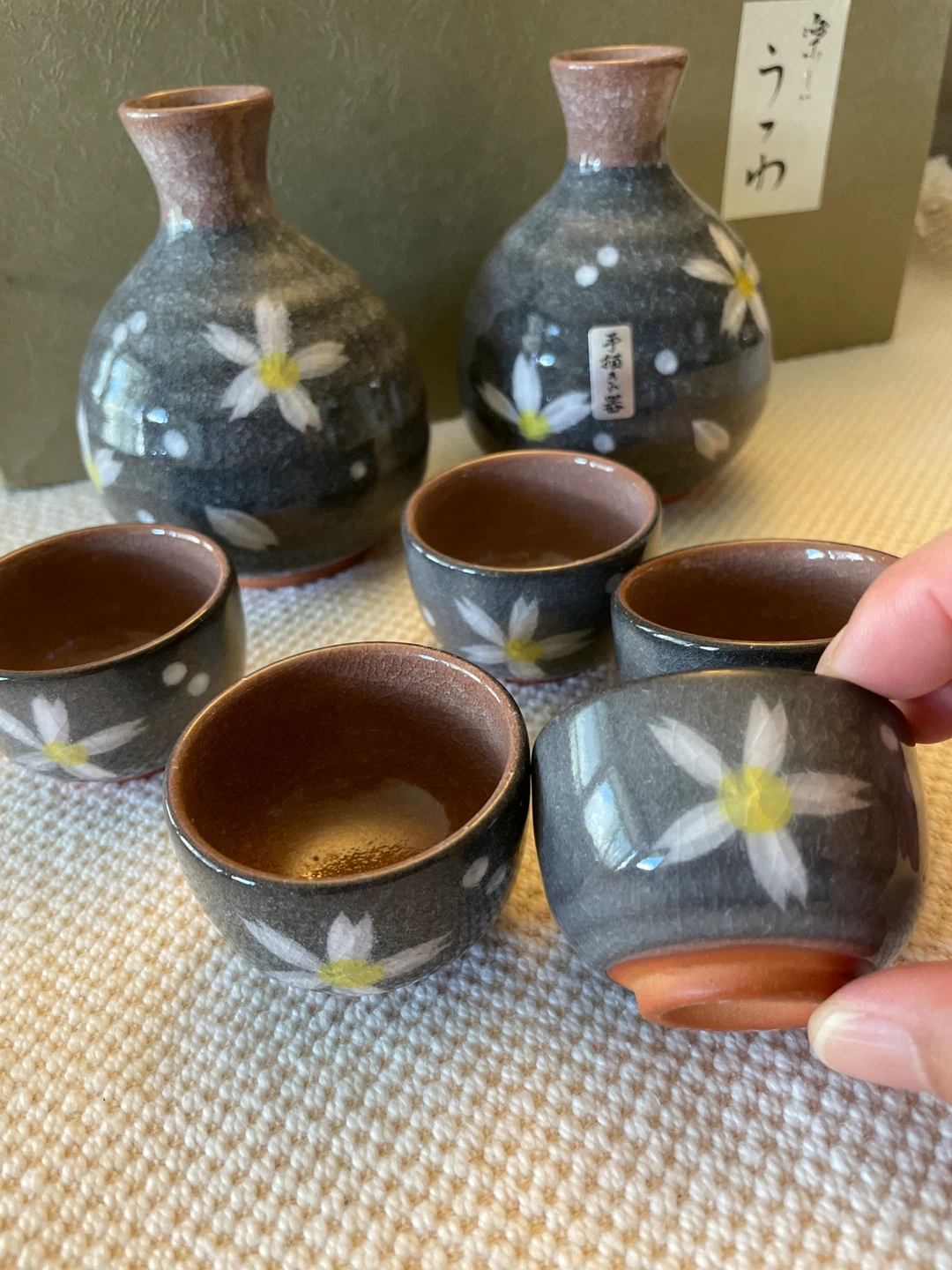 Ceramic Sake Set with 2 Bottles and 5 Cups - photo 5