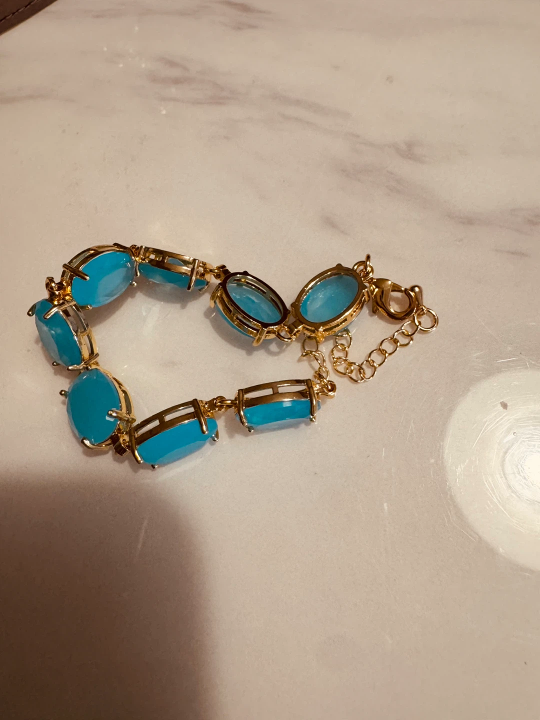 Gold-tone copper, blue  Gemstones bracelet