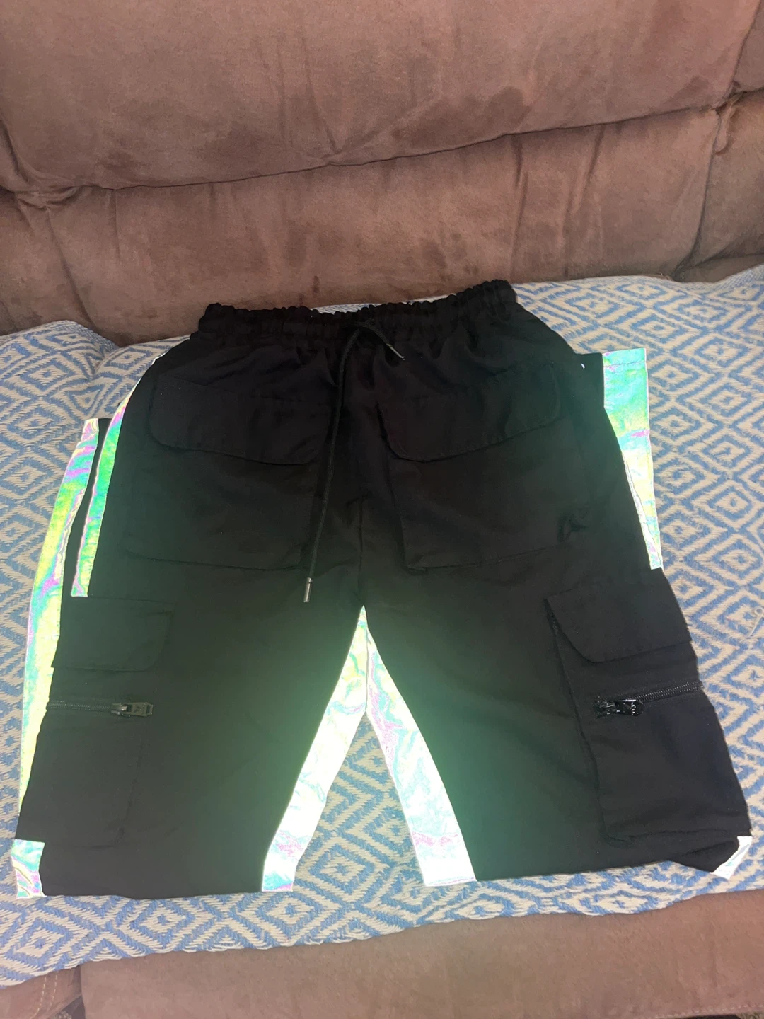 Black Cargo pants with Reflective Strips - photo 2