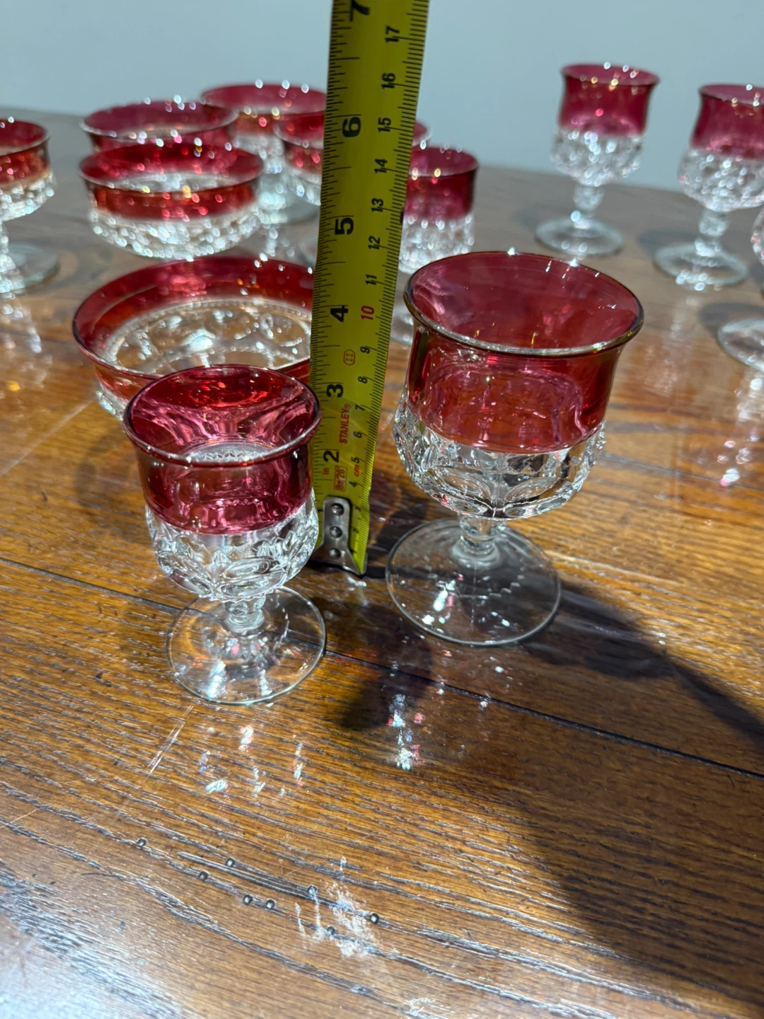 vintage "Kings Crown" ruby red thumbprint glasses - photo 3