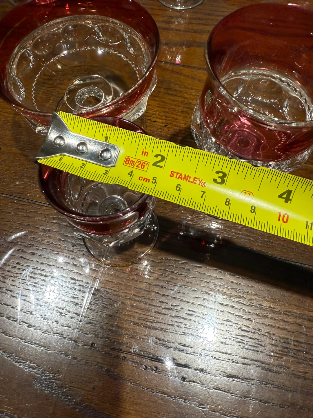 vintage "Kings Crown" ruby red thumbprint glasses - photo 5