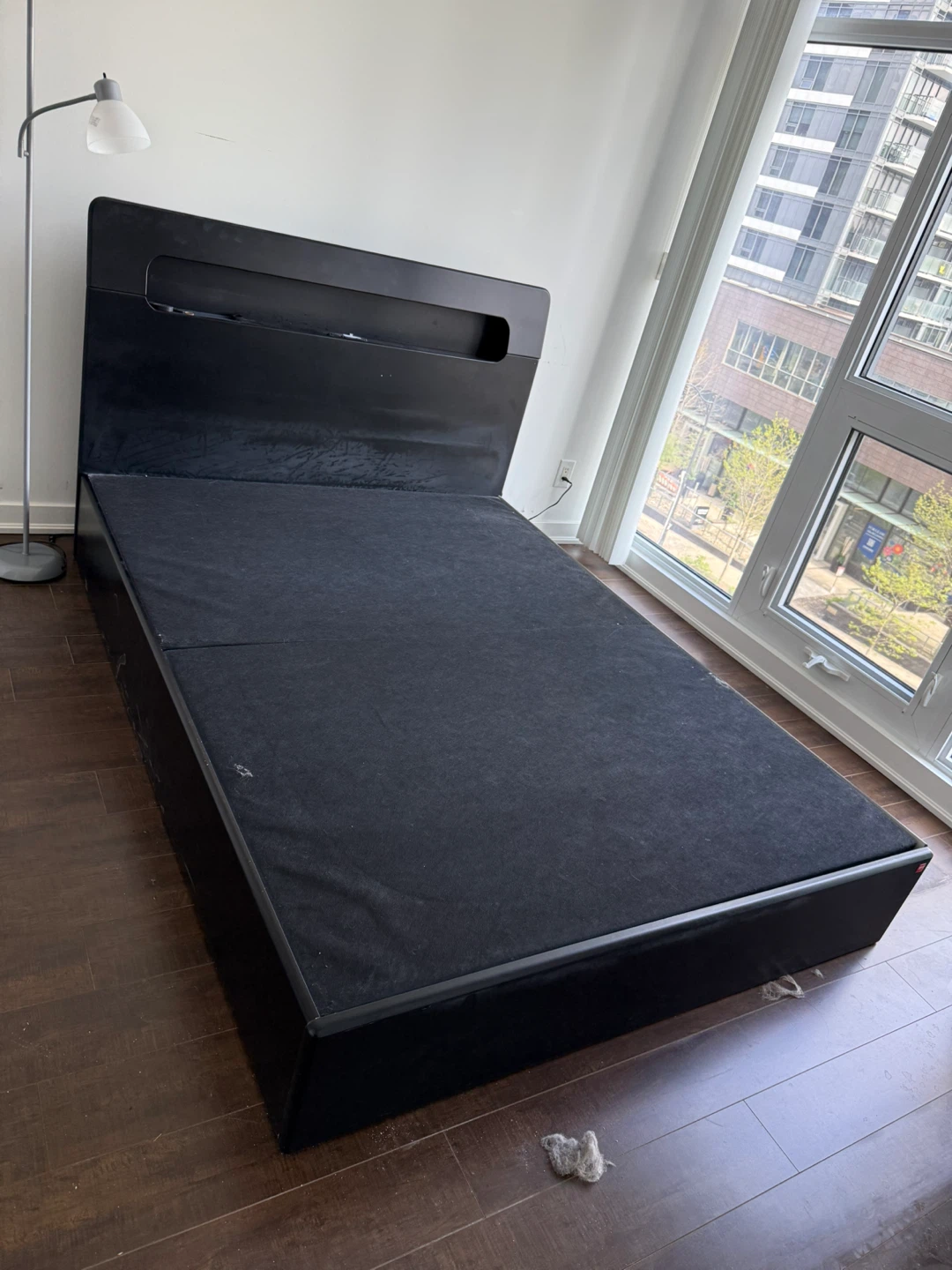 Black Platform Double Bed Frame with Headboard