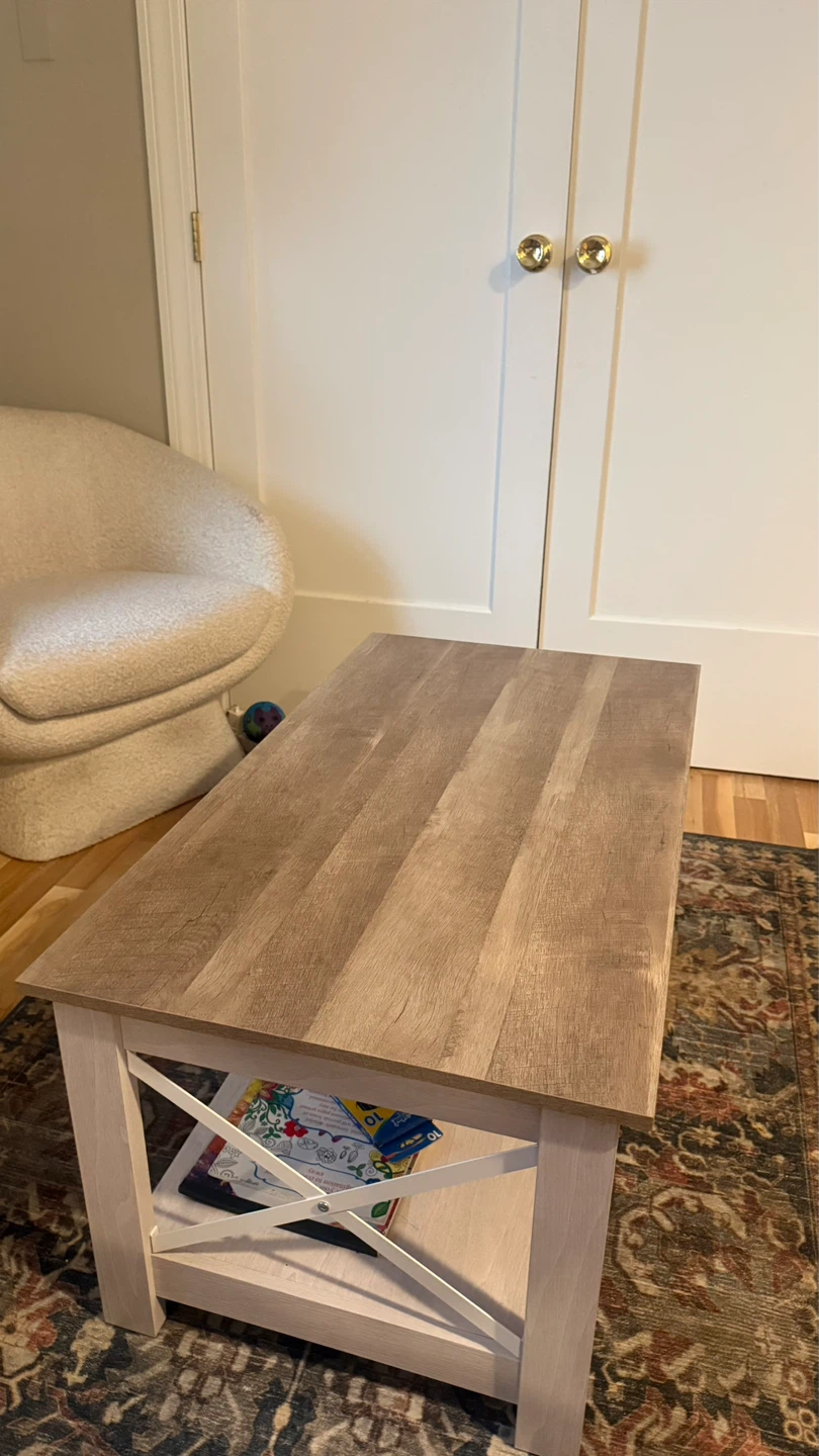 Farmhouse Coffee Table with Storage Shelf - photo 2