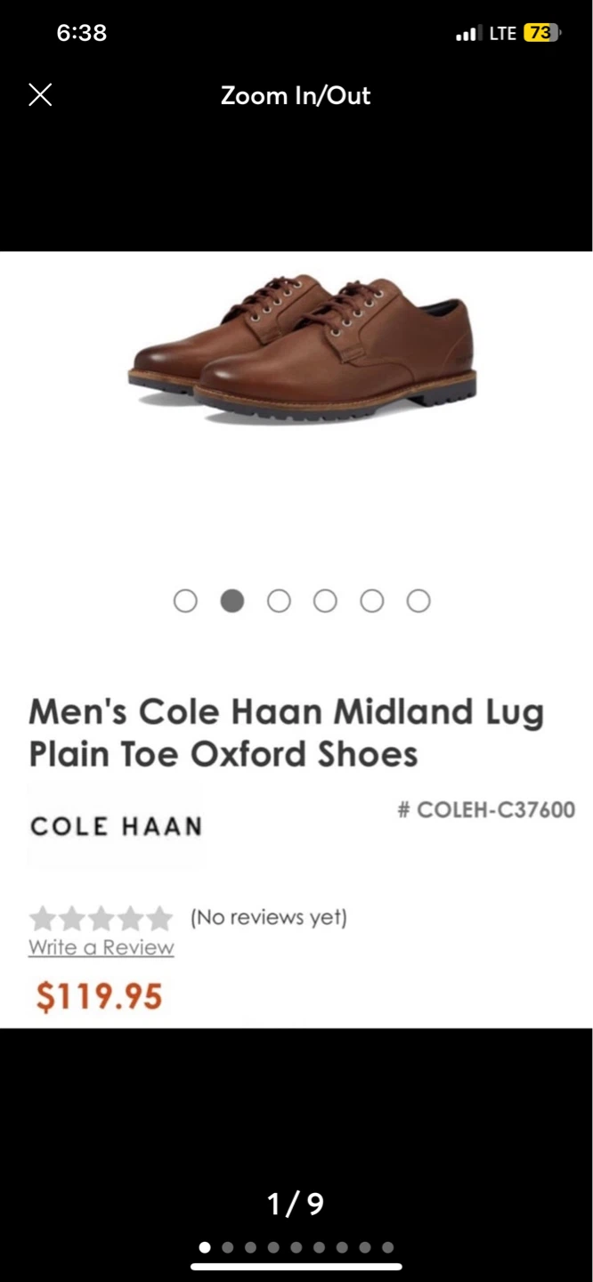 Cole Haan Midland Lug Plain Toe Oxford Shoes