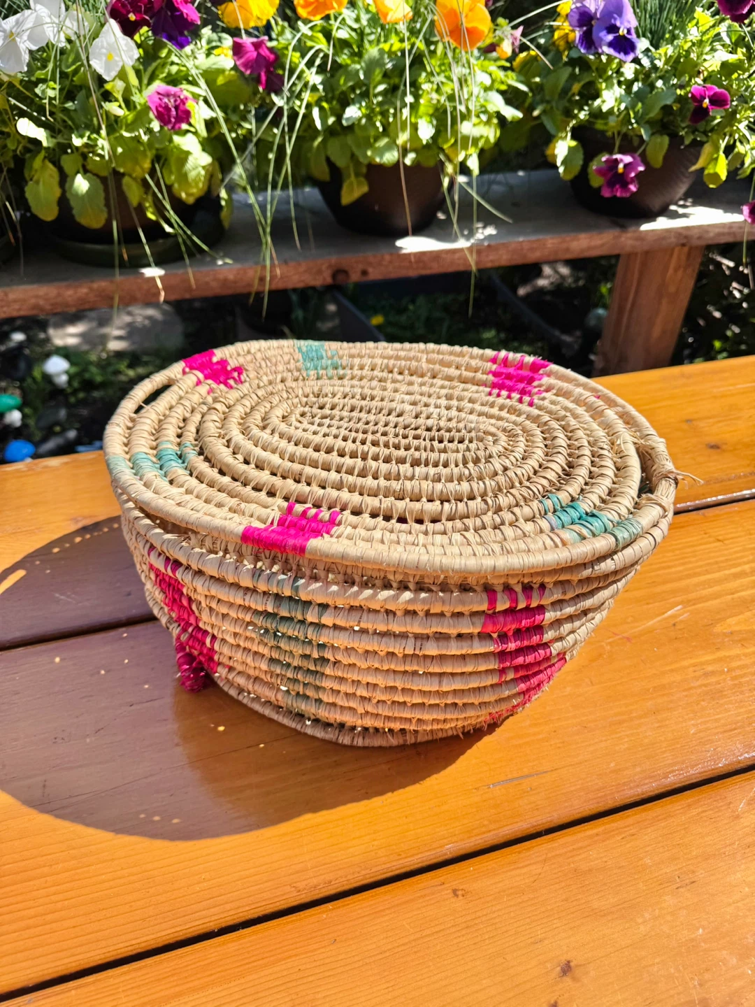 Woven Straw Basket with Lid