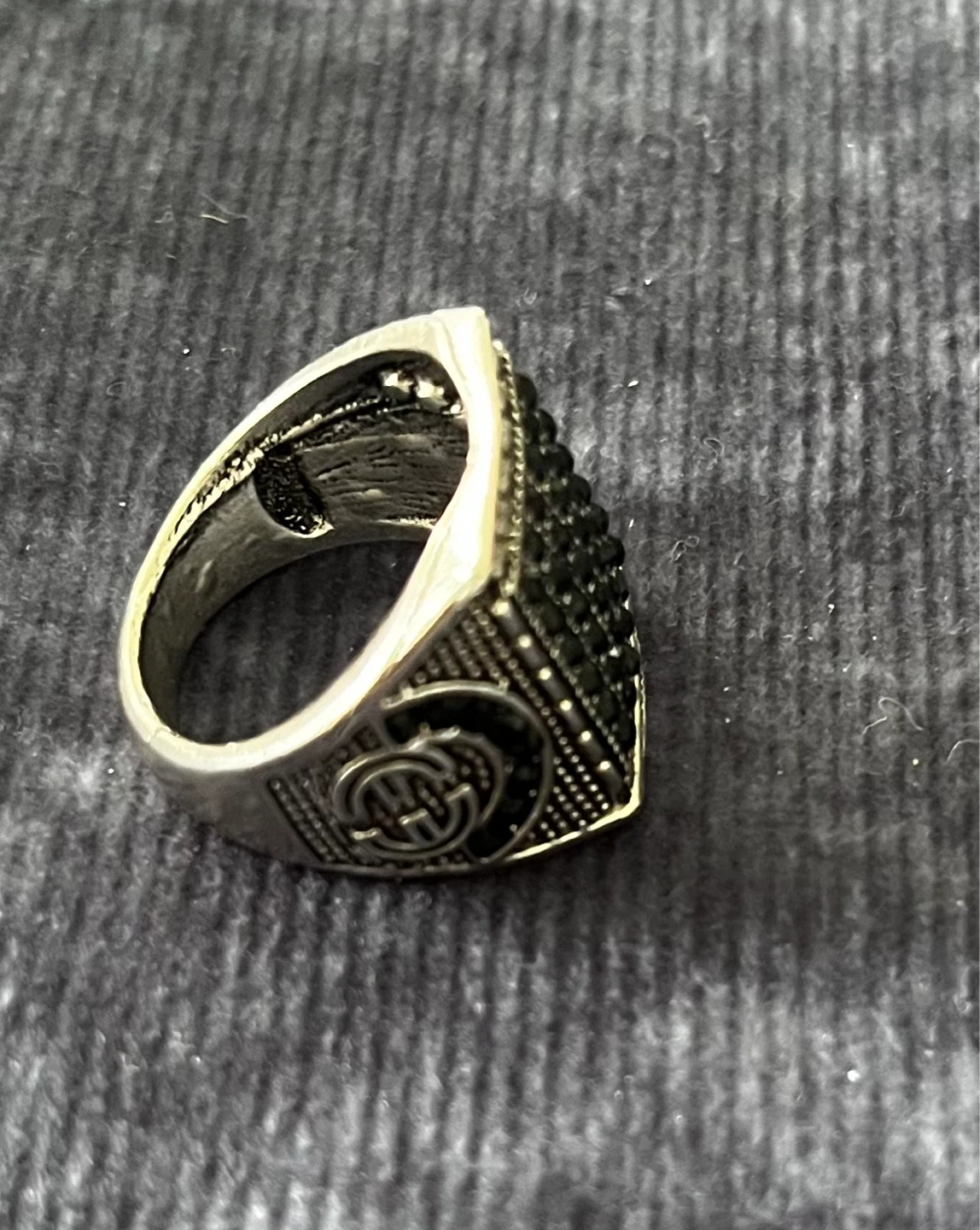 Men's  Ring with Black Stones - photo 2