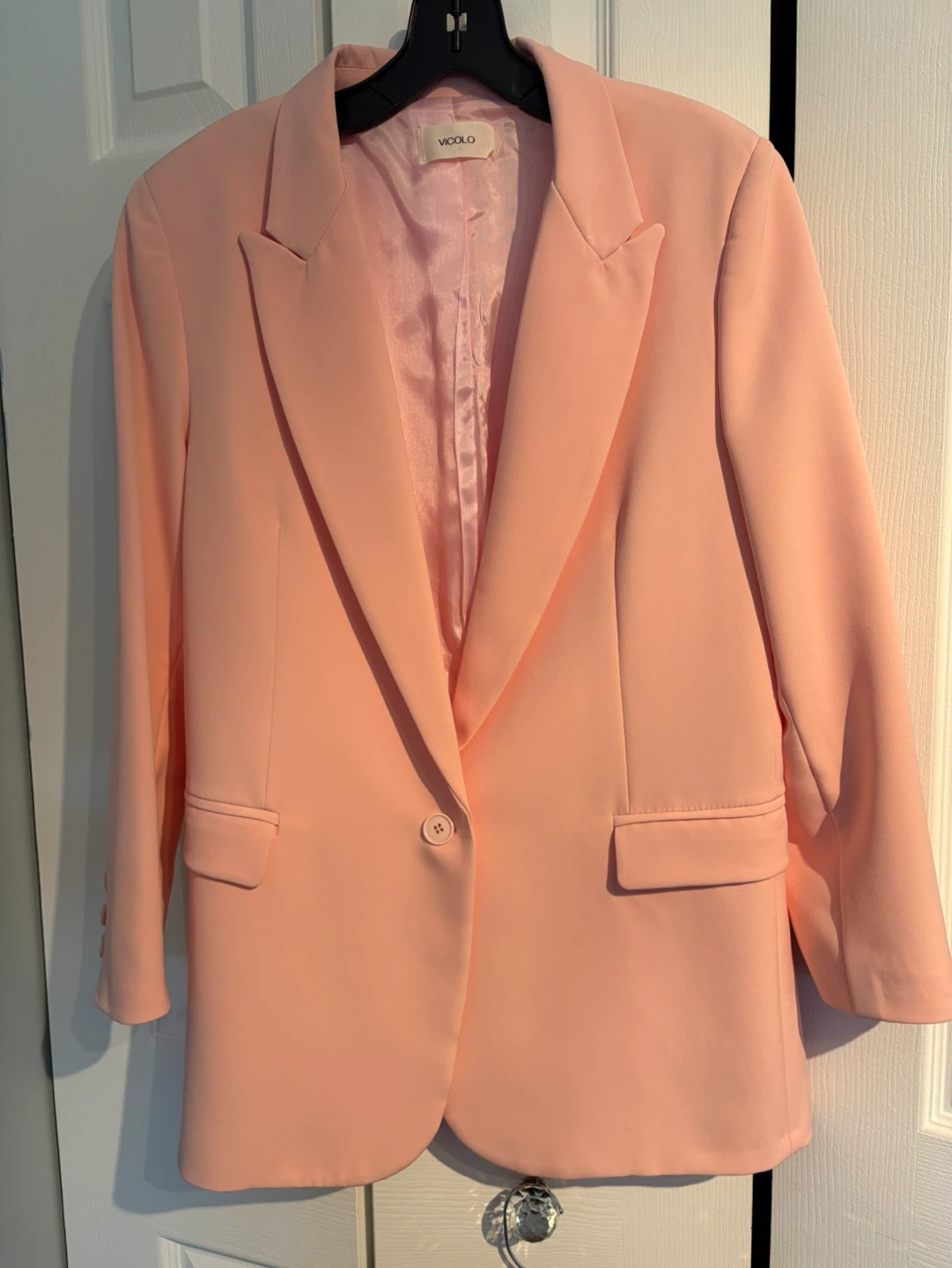VICOLO Peach Blazer and Pleated Skirt Set