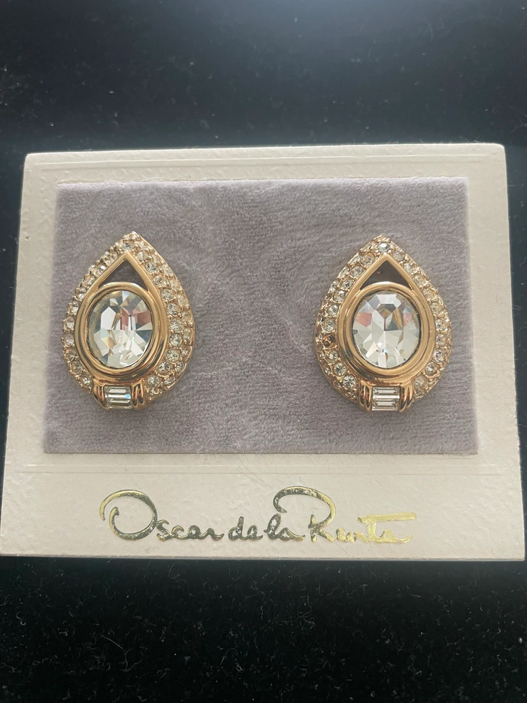 Oscar de la Renta Crystal Teardrop Earrings
