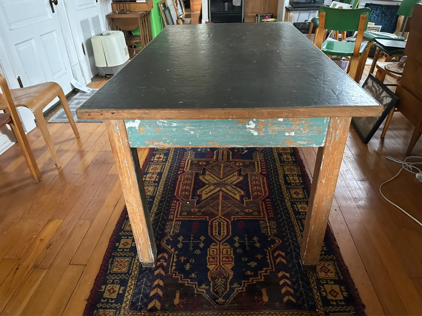 Vintage, Solid Oak Workbench / Table with Drawers - photo 4