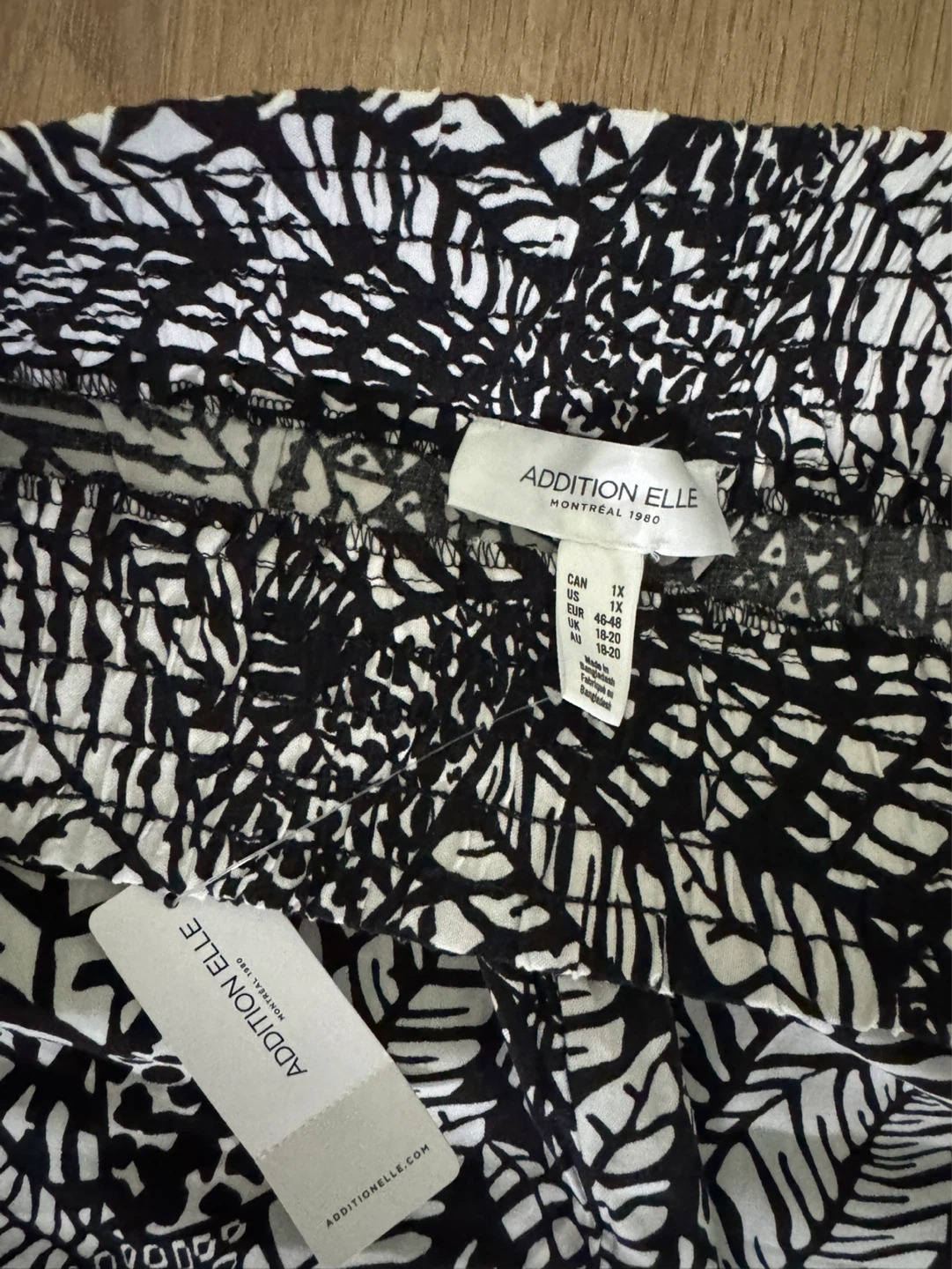 Addition Elle Black & White Leaf Print Palazzo Pants Size 1x - photo 2