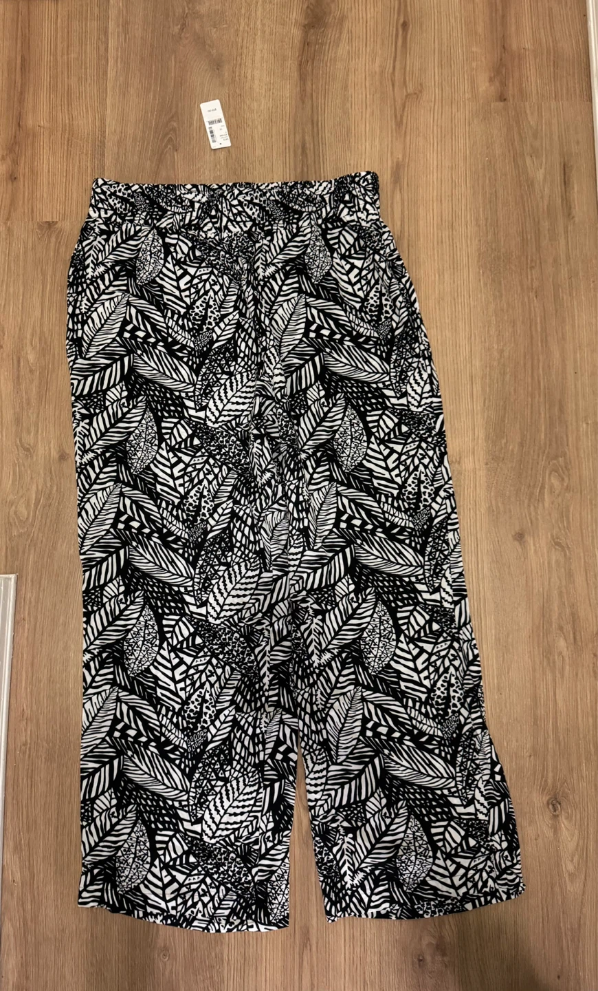 Addition Elle Black & White Leaf Print Palazzo Pants Size 1x