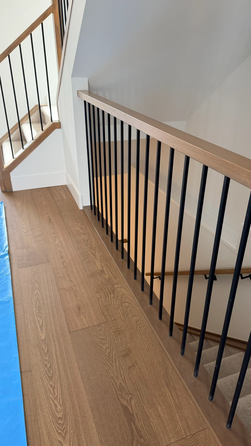 Modern Stair Railing with Wood and Black Spindles