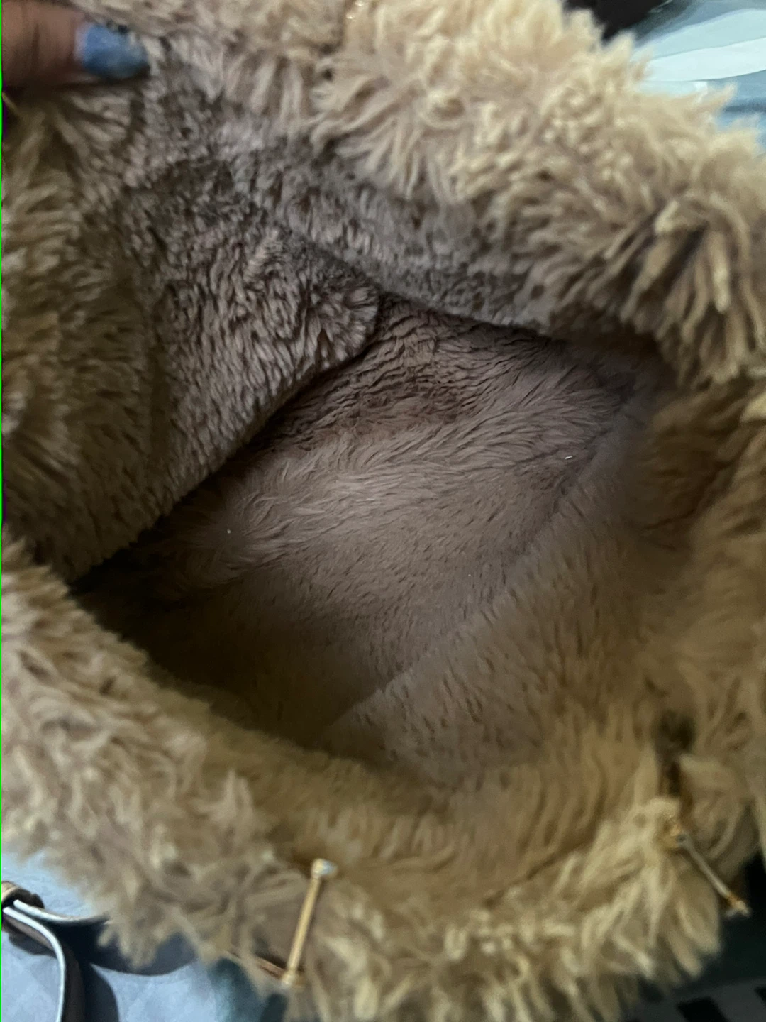 Taupe Faux Fur Trim Satchel Handbag - photo 4
