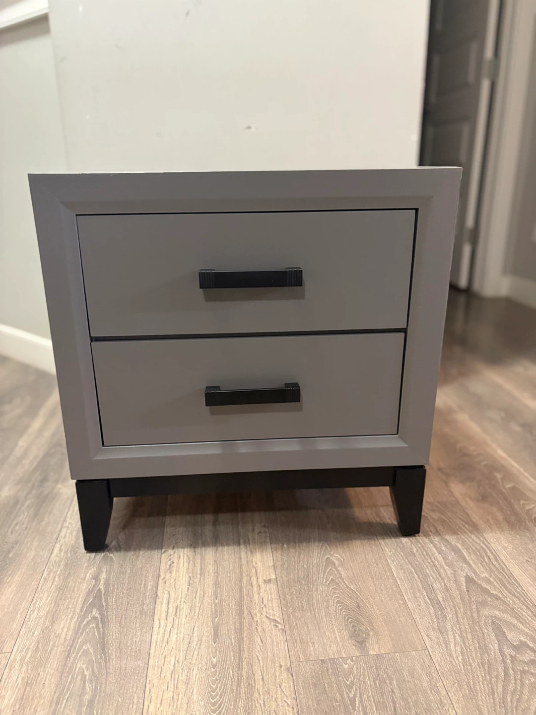 Grey Two-Drawer Nightstand
