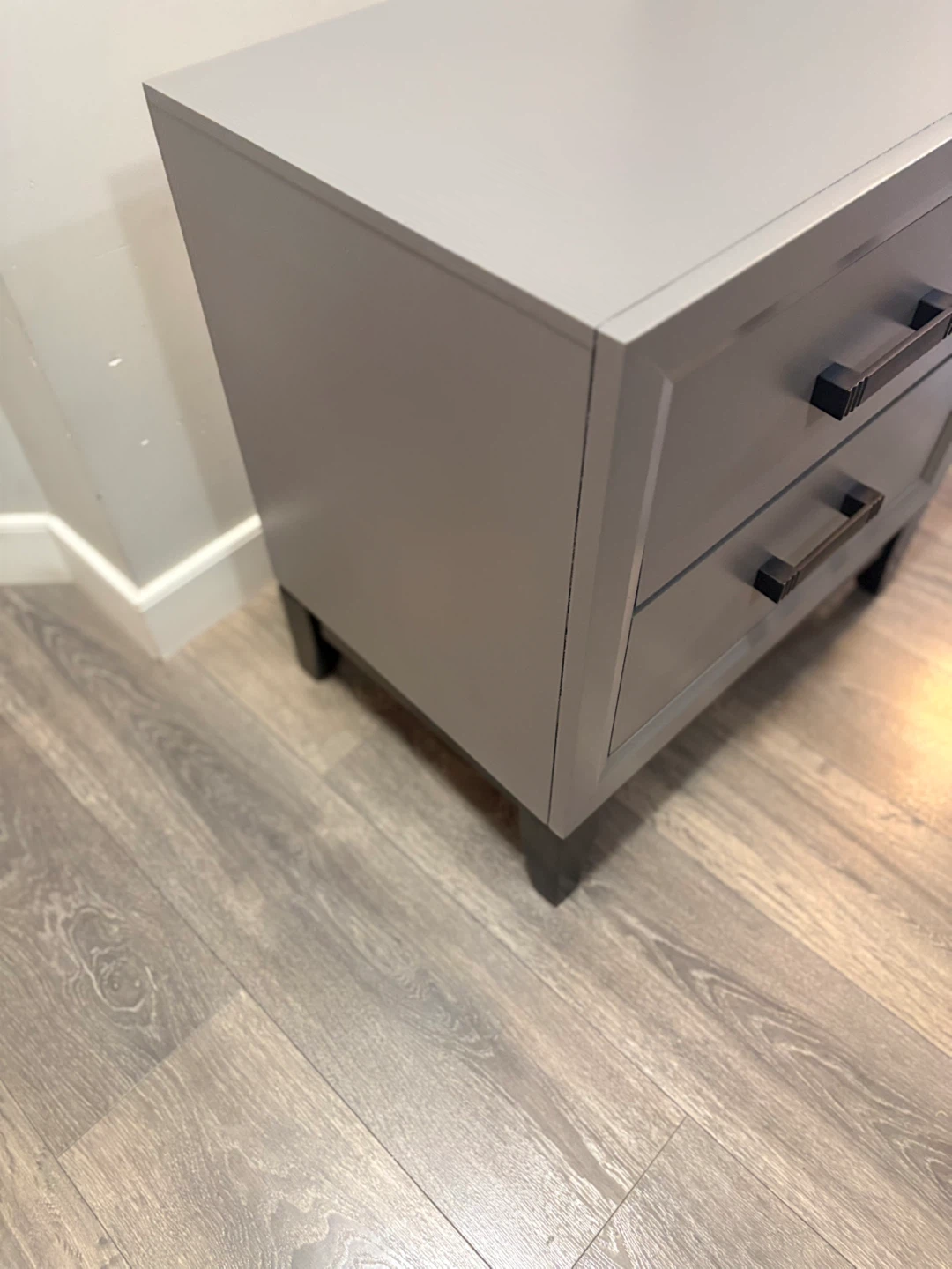 Grey Two-Drawer Nightstand - photo 3