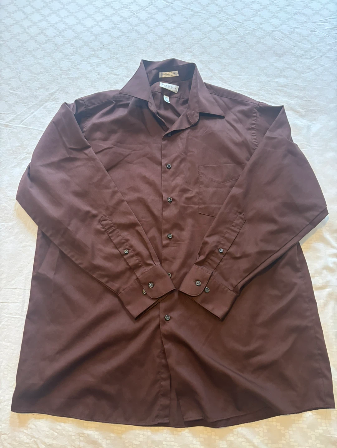 Van Heusen Men's Large Brown Button-Up Shirt