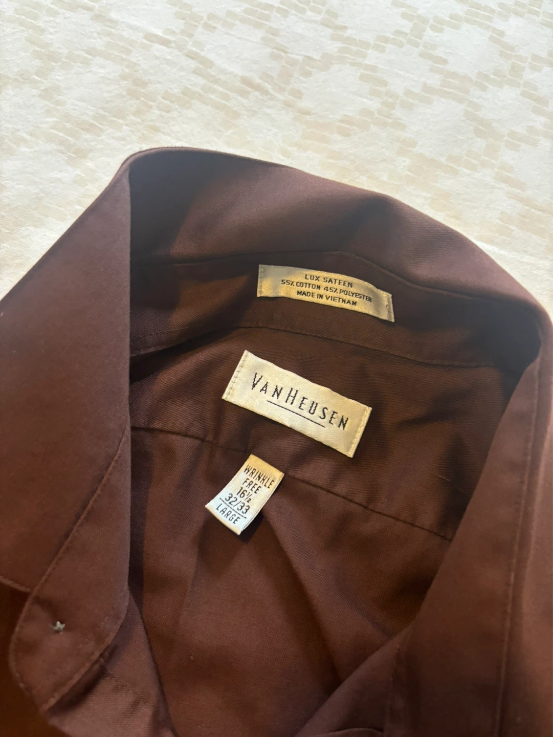 Van Heusen Men's Large Brown Button-Up Shirt - photo 2