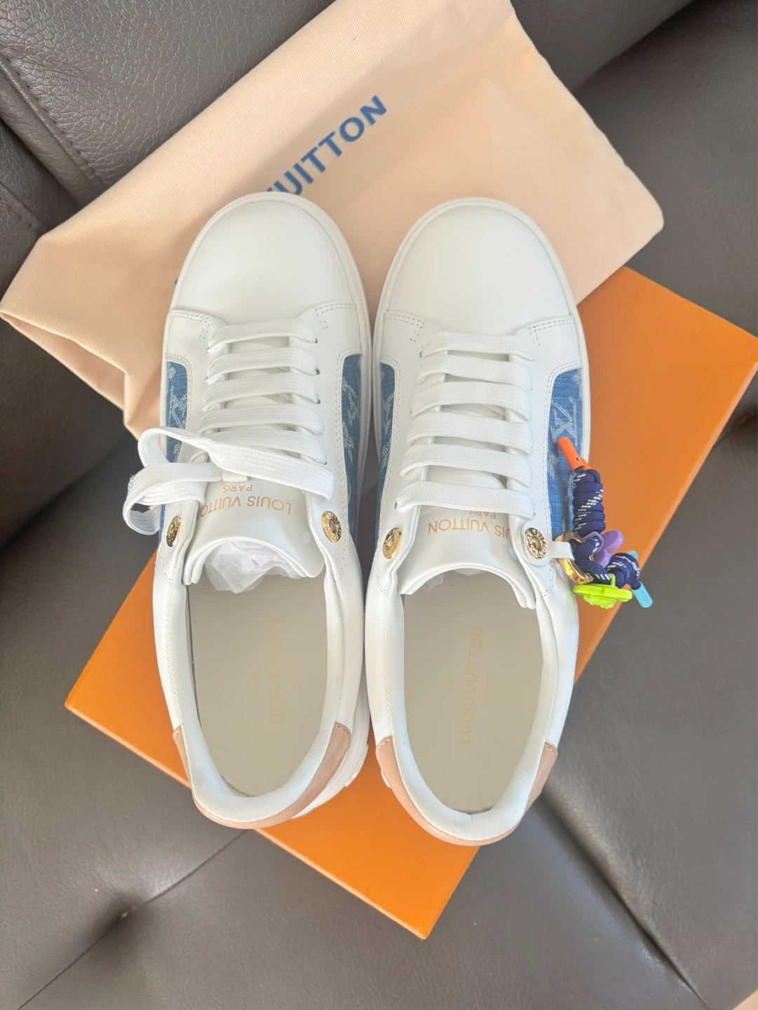 Louis Vuitton White Denim Sneakers - photo 2