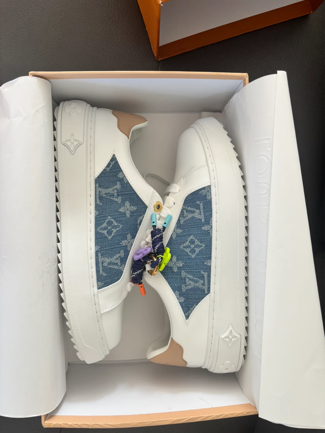 Louis Vuitton White Denim Sneakers - photo 3
