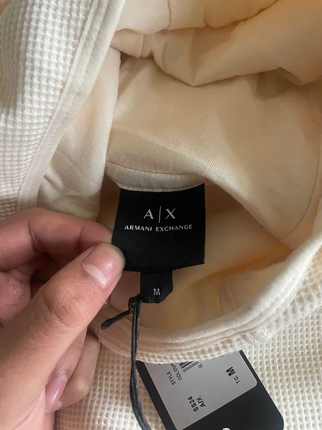 A|X Armani Exchange Waffle Knit Sweatshirt - Cream - Size M - photo 3