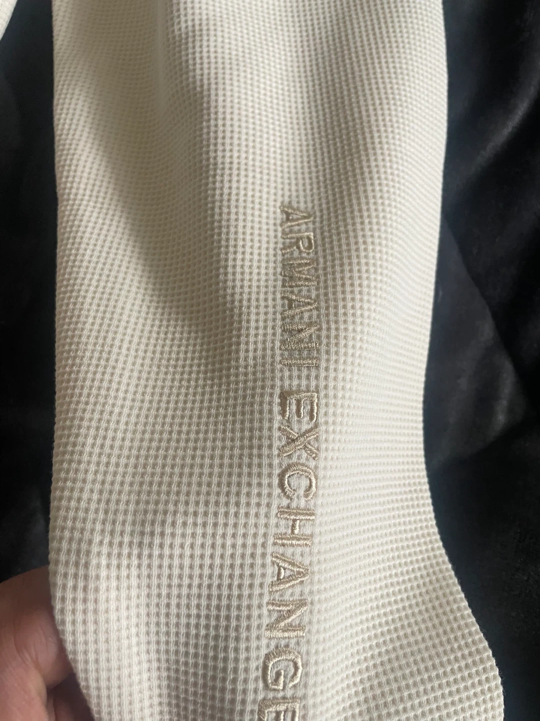 A|X Armani Exchange Waffle Knit Sweatshirt - Cream - Size M
