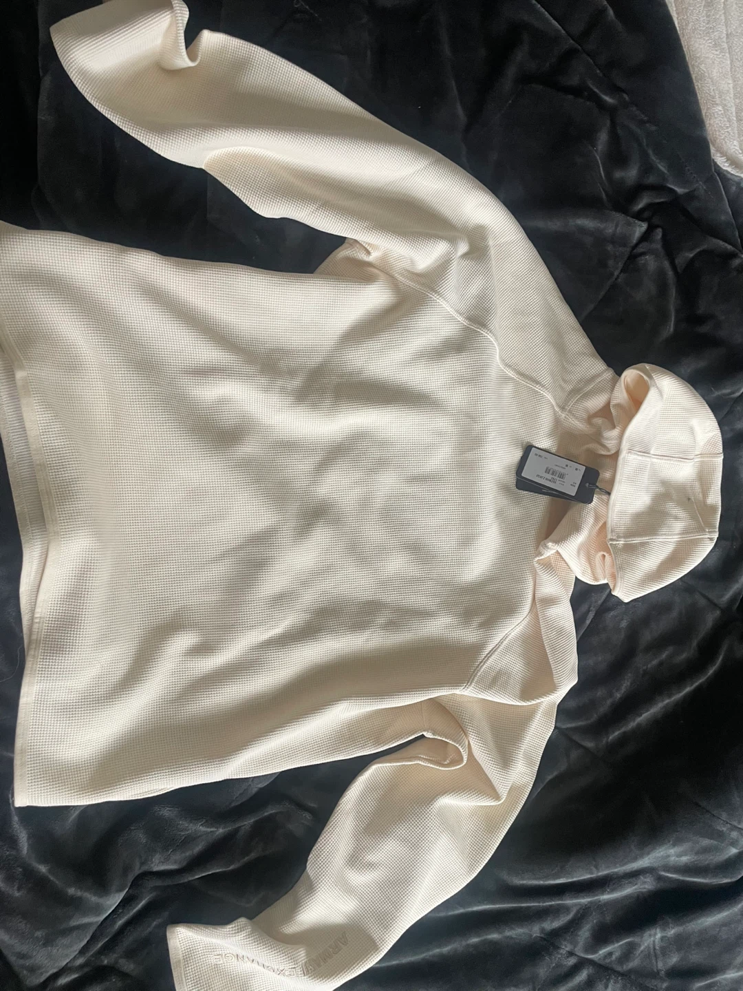 A|X Armani Exchange Waffle Knit Sweatshirt - Cream - Size M - photo 2