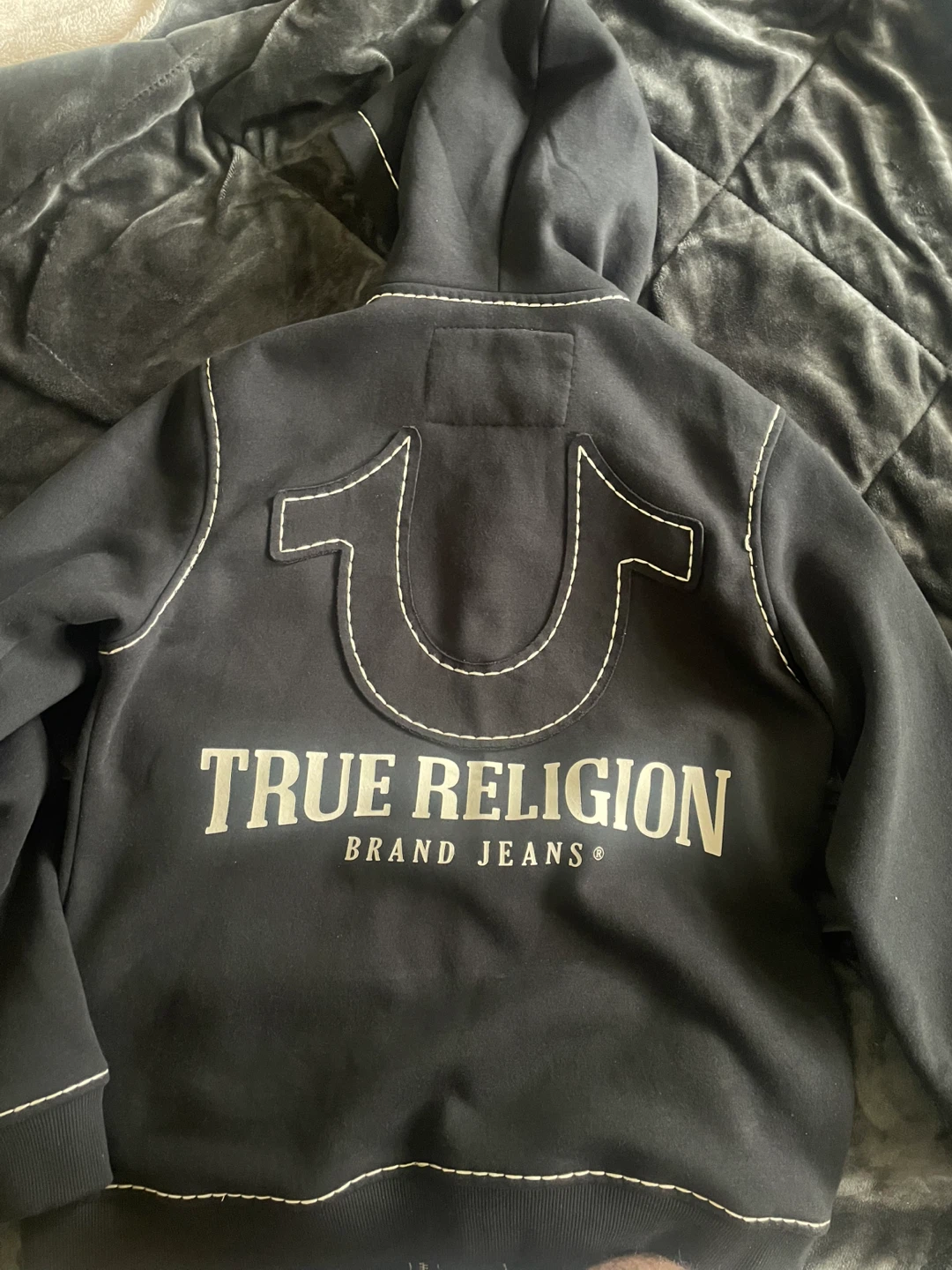 True Religion Black Zip-Up Hoodie - L