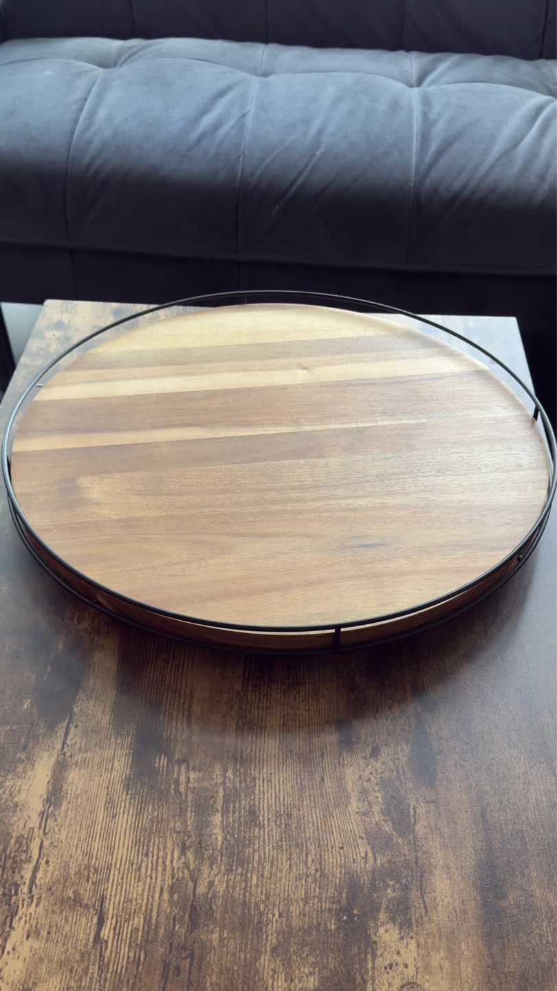 Round Wood Serving Tray - photo 2