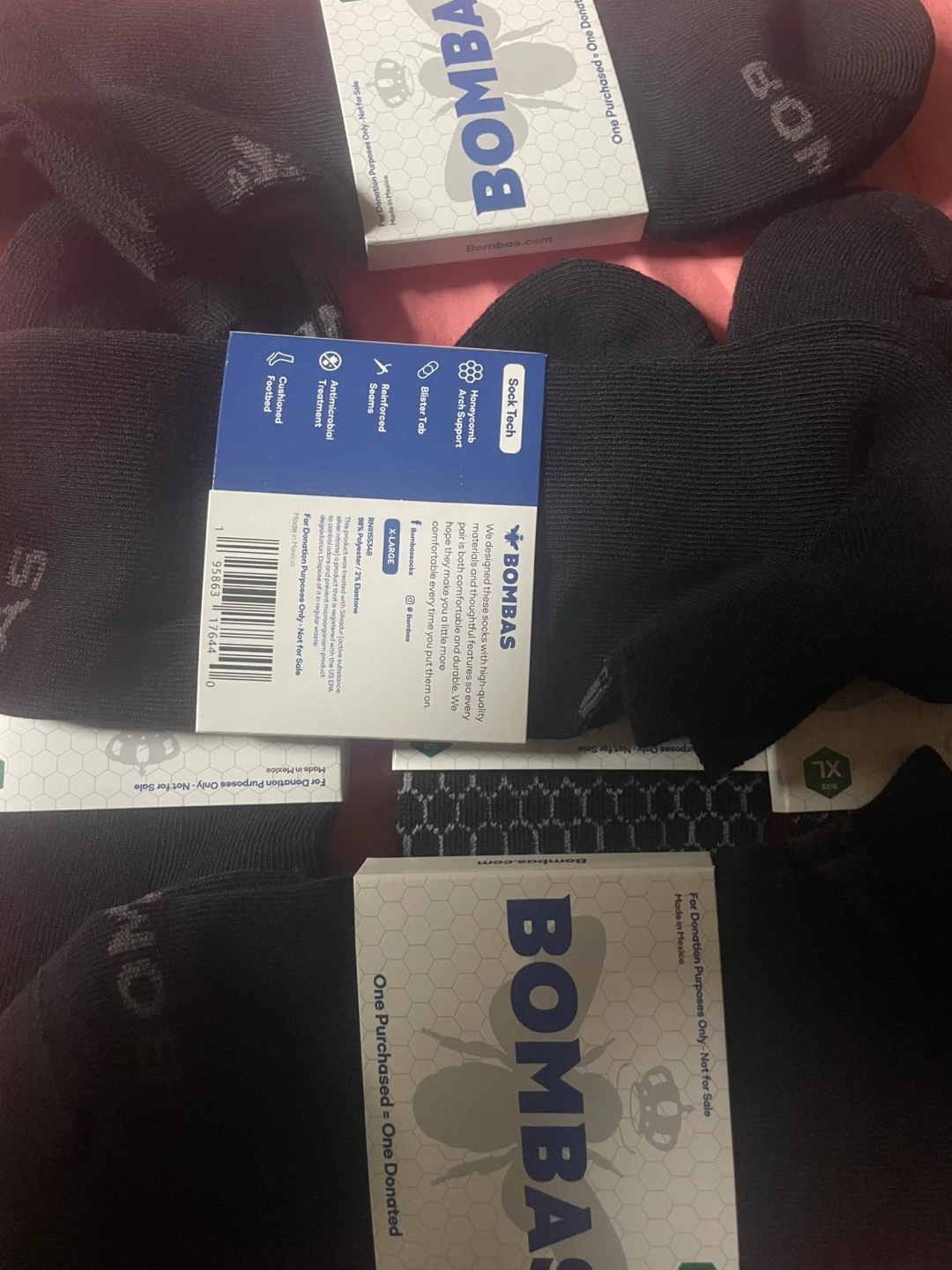 Bombas Black Cushioned Crew Socks - XL