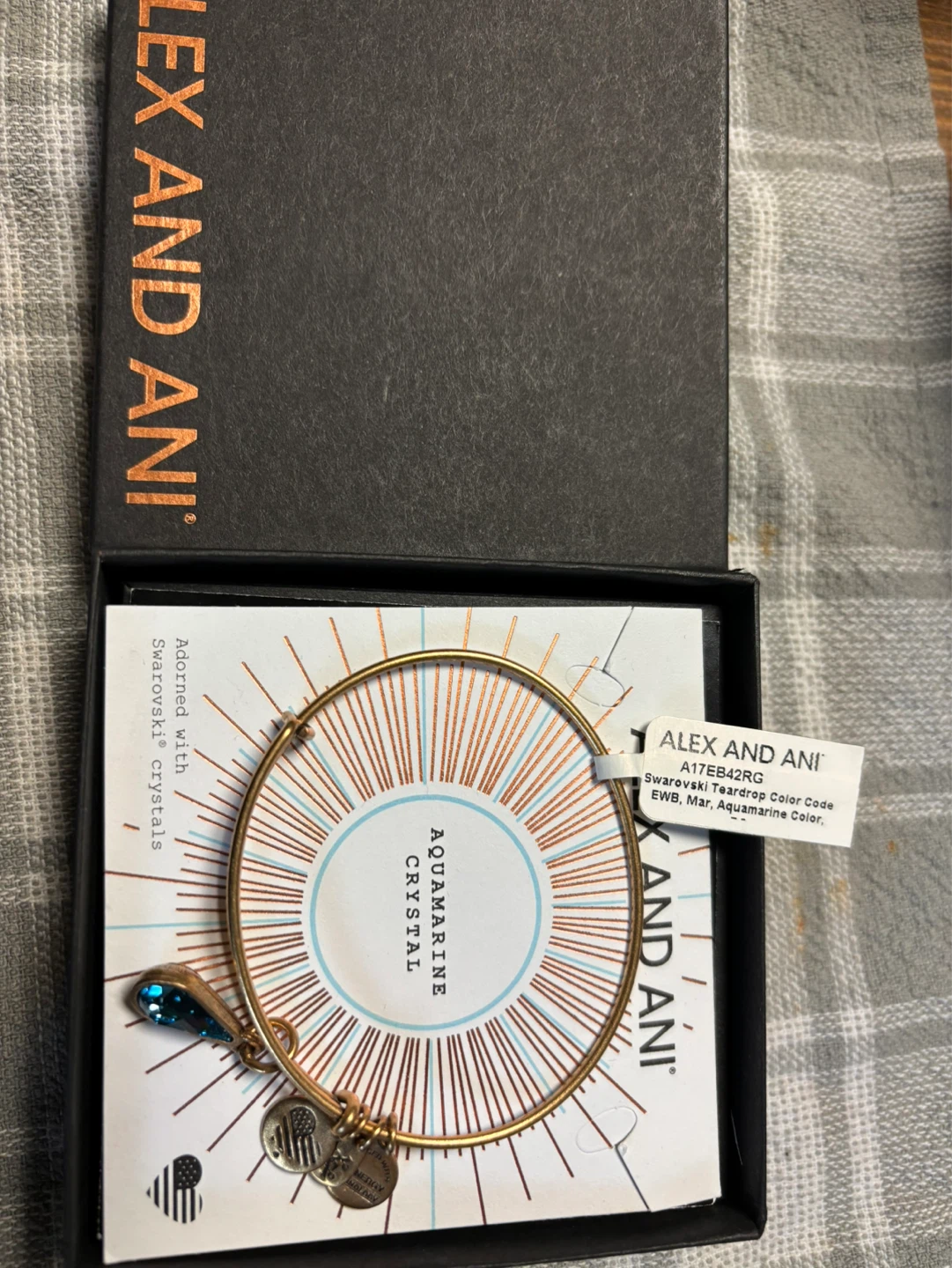 Alex and Ani Aquamarine Crystal Bangle Bracelet